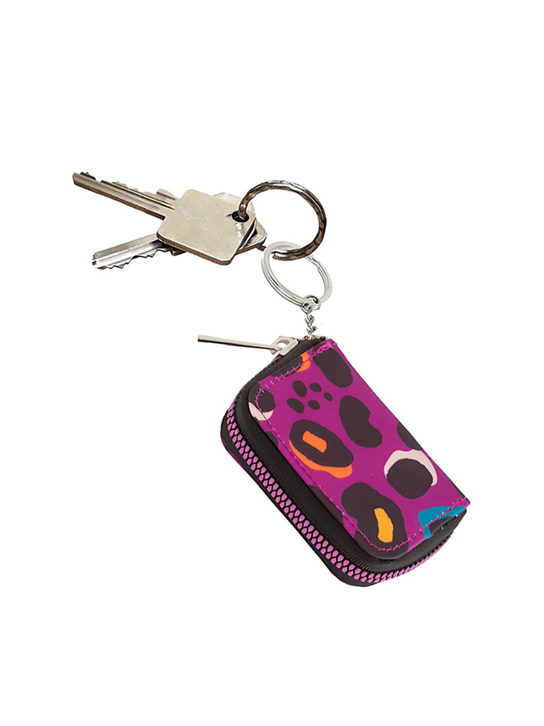 

CARPISA Printed Mini Pouch Card Holder With Keyring, Pink