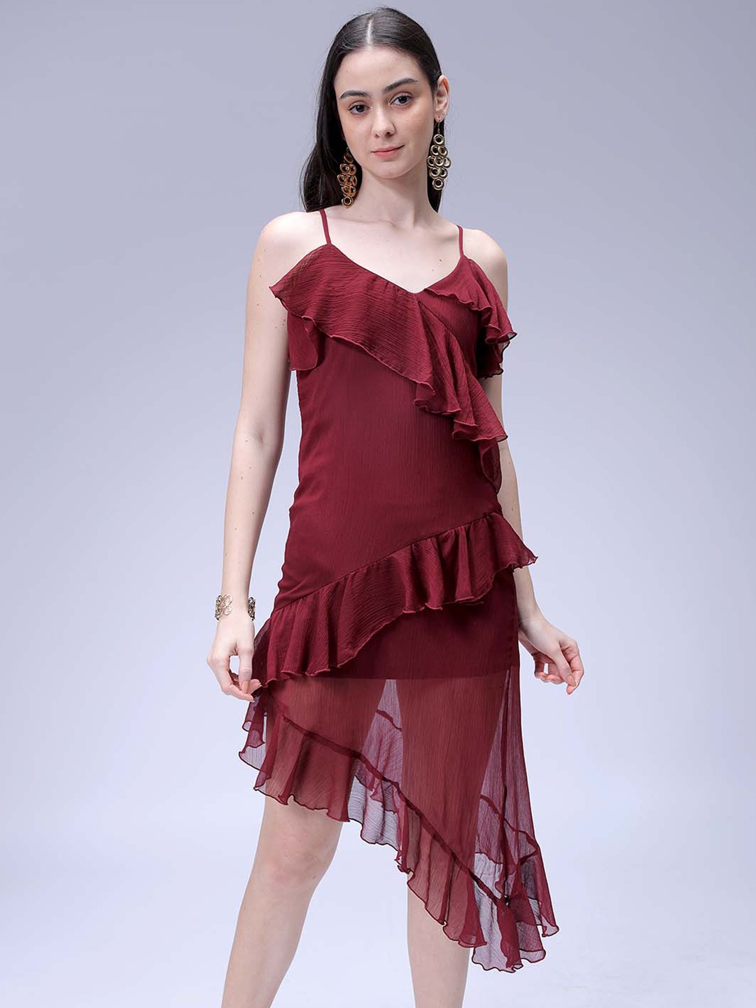

Freehand by The Indian Garage Co Ruffles Sheath Dress, Brown