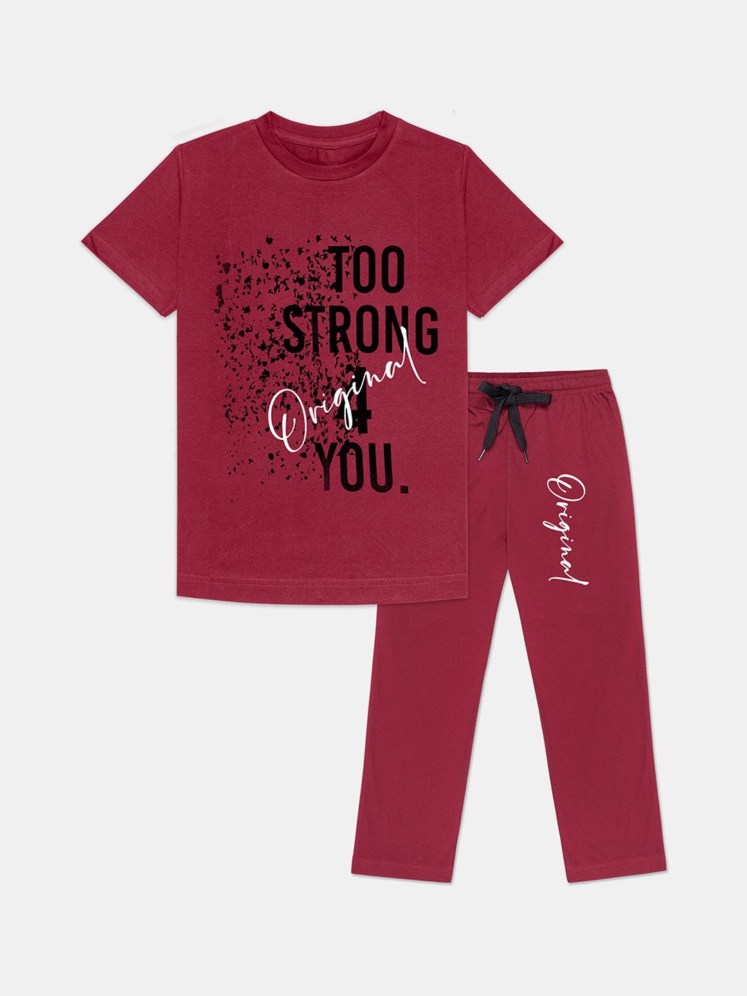 

Tee Weavers Boys Typography Printed Night suit, Red
