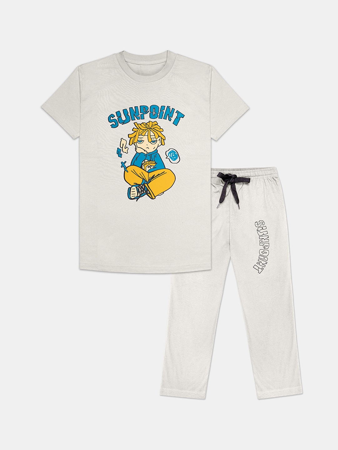 

Tee Weavers Boys Graphic Printed Night suit, Grey