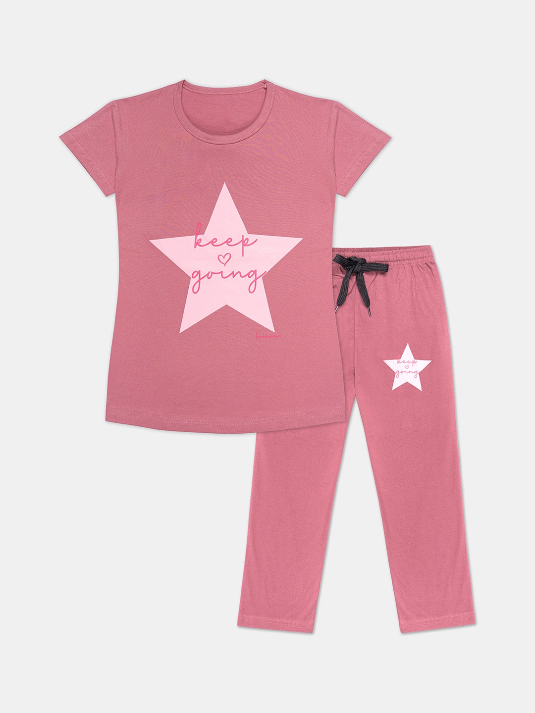 

Tee Weavers Girls Graphic Printed Night suit, Pink