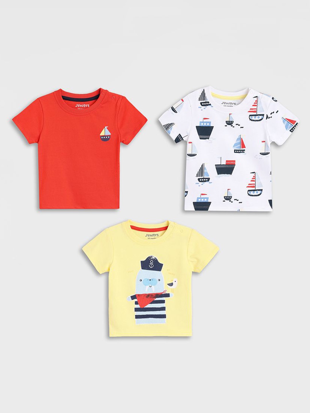 

Juniors by Babyshop Boys Pack Of 3 Solid Round Neck Cotton T-shirts, White