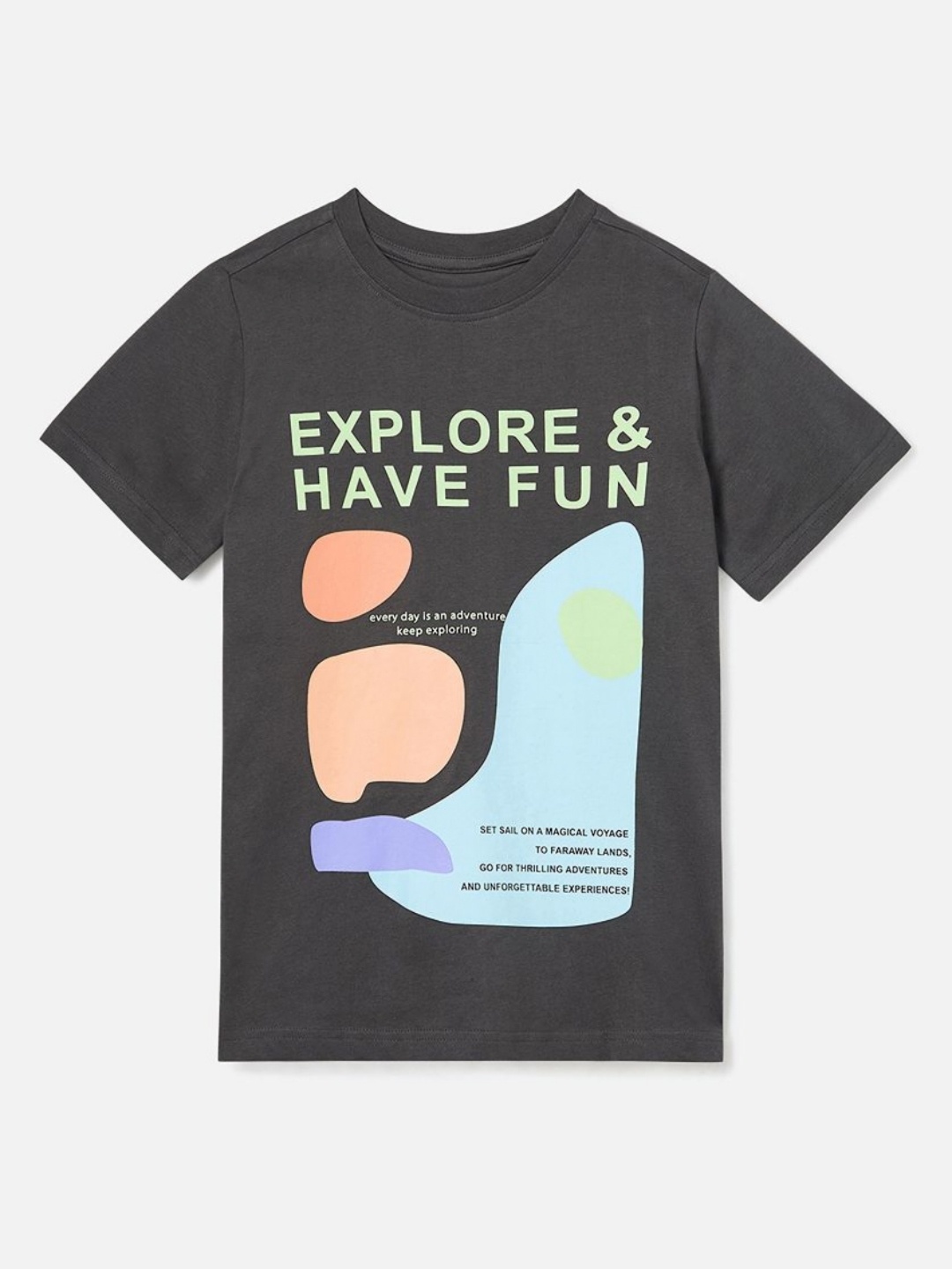 

Juniors by Babyshop Boys Graphic Printed Round Neck Cotton T-shirt, Grey