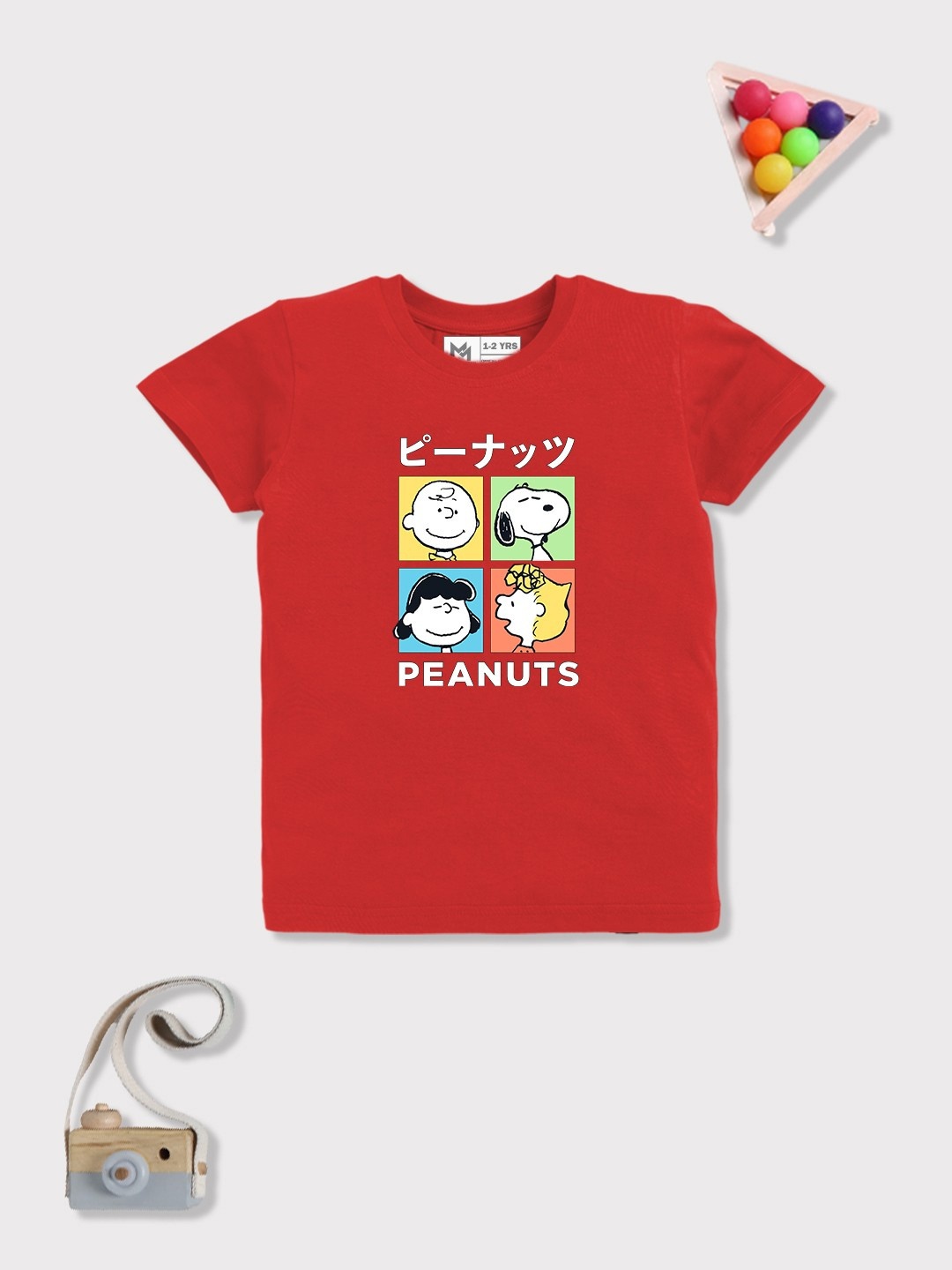 

YK X Minute Mirth Boys Peanuts Graphic Printed Pure Cotton T-shirt, Red