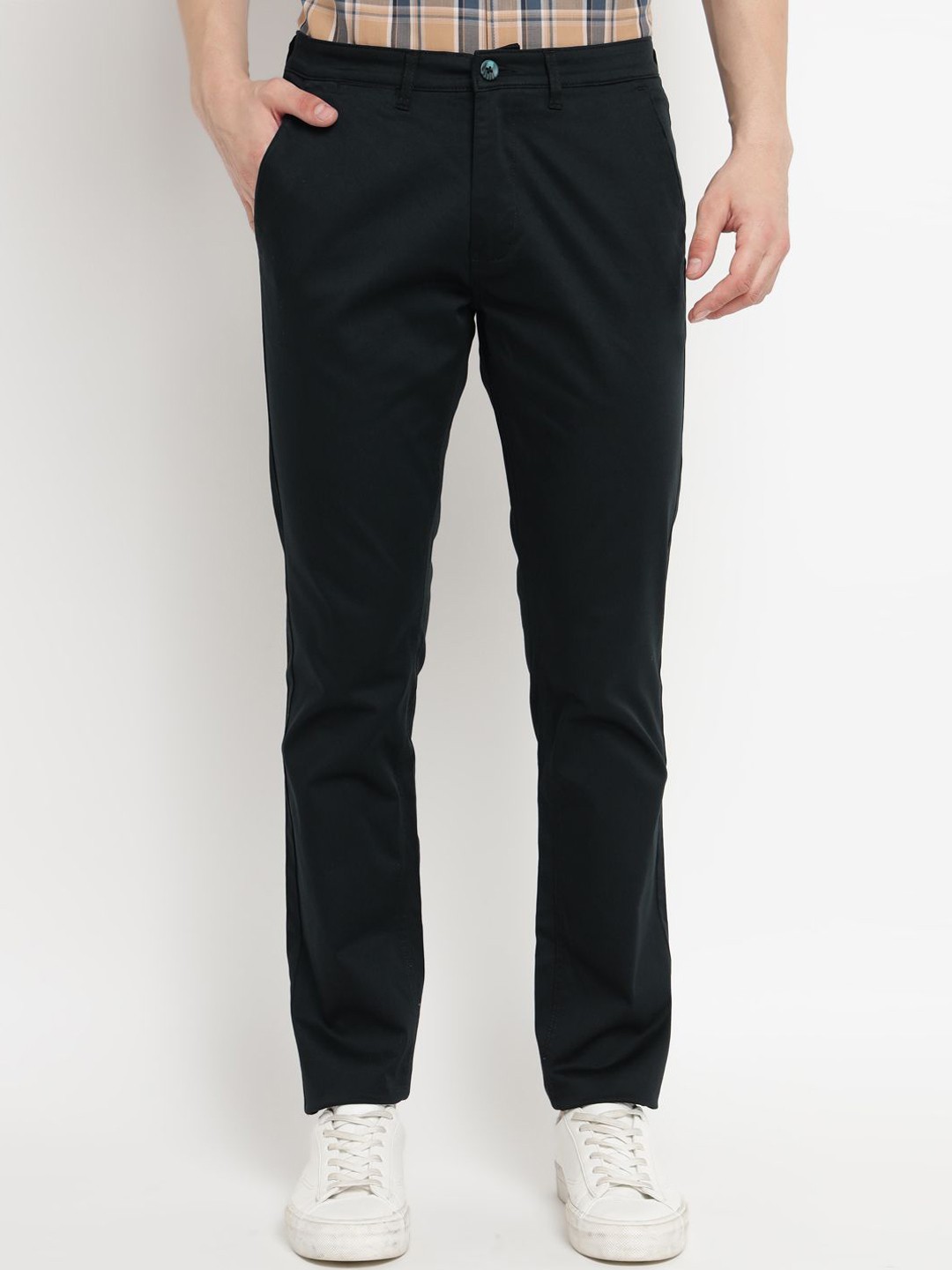 

Allen Cooper Men Slim Fit Mid-Rise Cotton Trouser, Navy blue