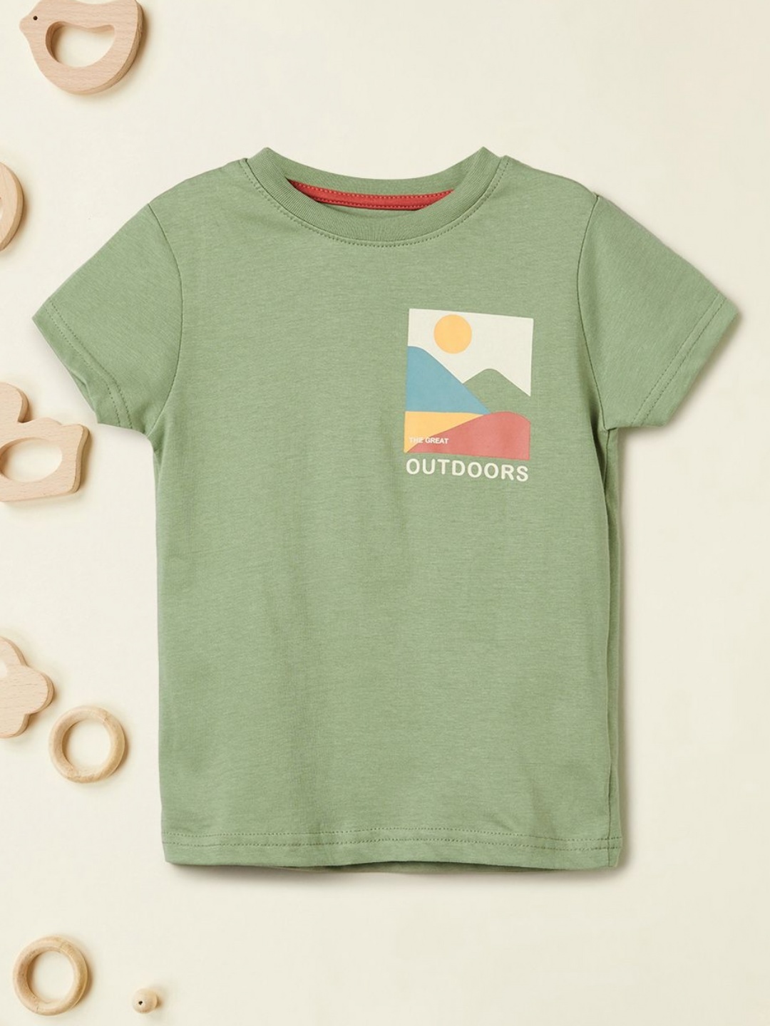 

max Boys Graphic Printed Round Neck Cotton T-shirt, Green