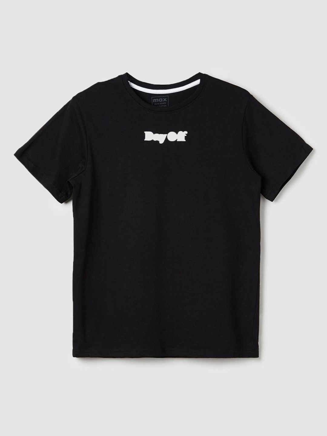 

max Boys Typography Printed Round Neck Cotton T-shirt, Black