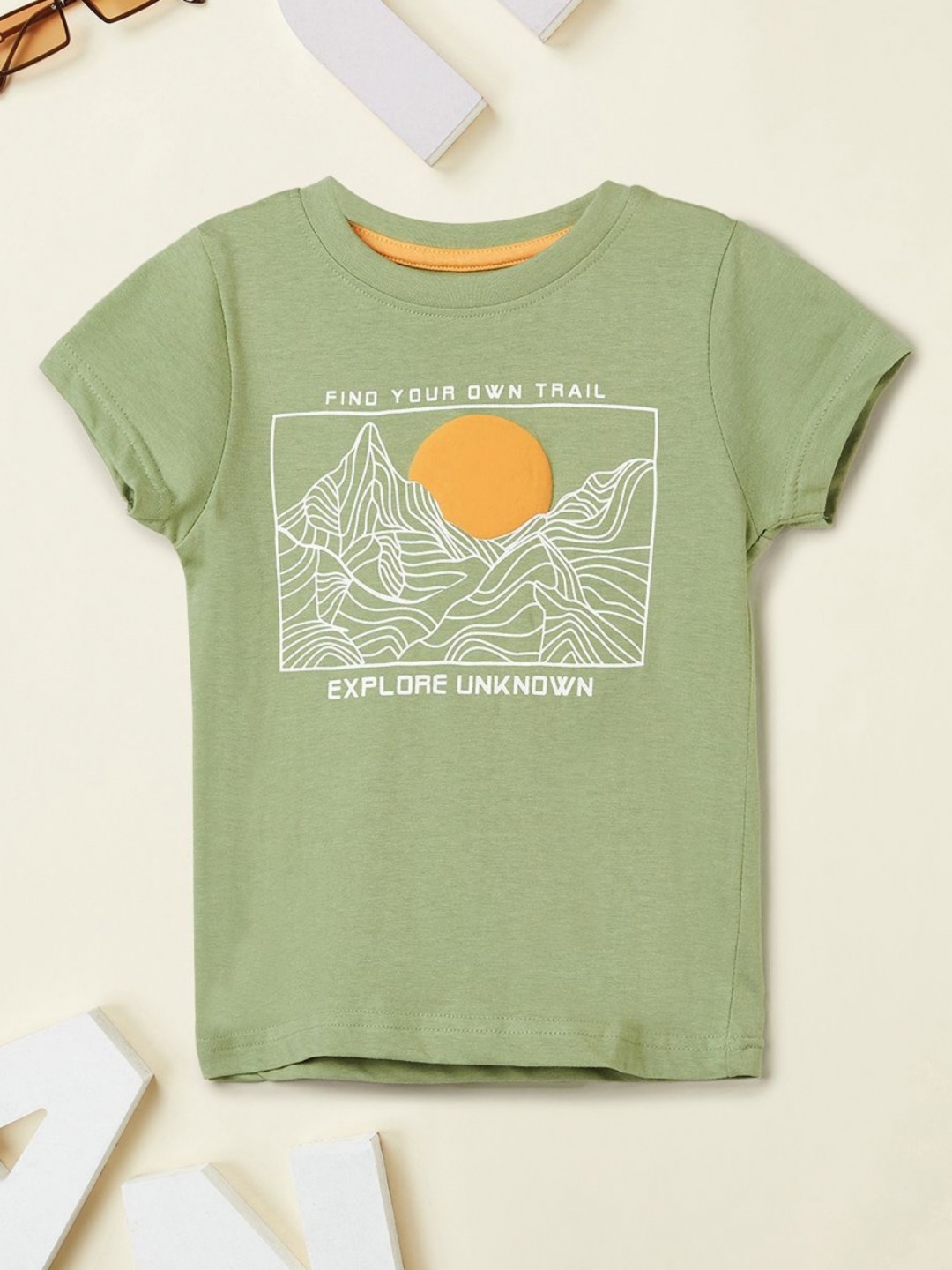 

max Boys Graphic Printed Round Neck Cotton T-shirt, Green