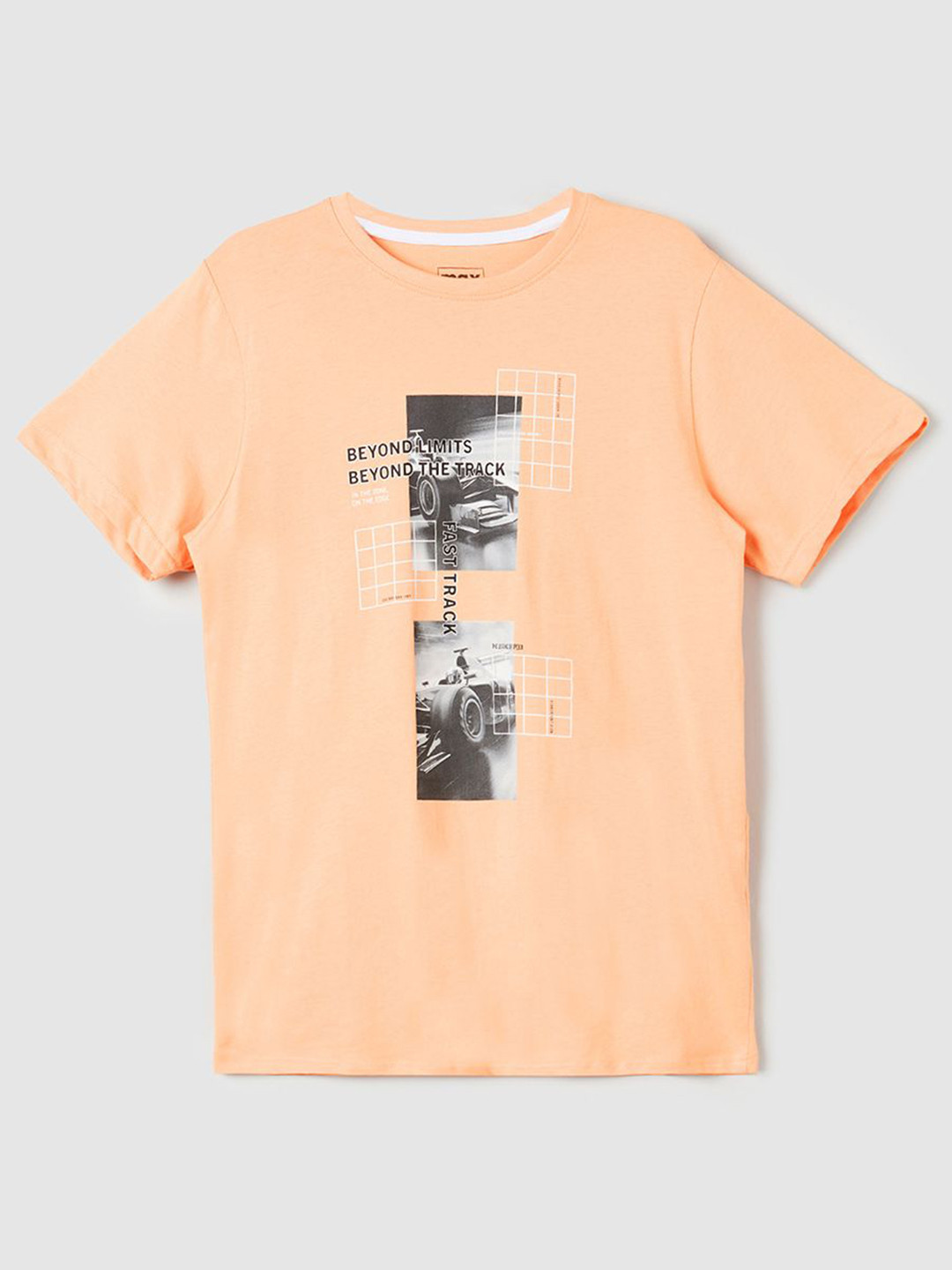 

max Boys Graphic Printed Round Neck Cotton T-shirt, Orange