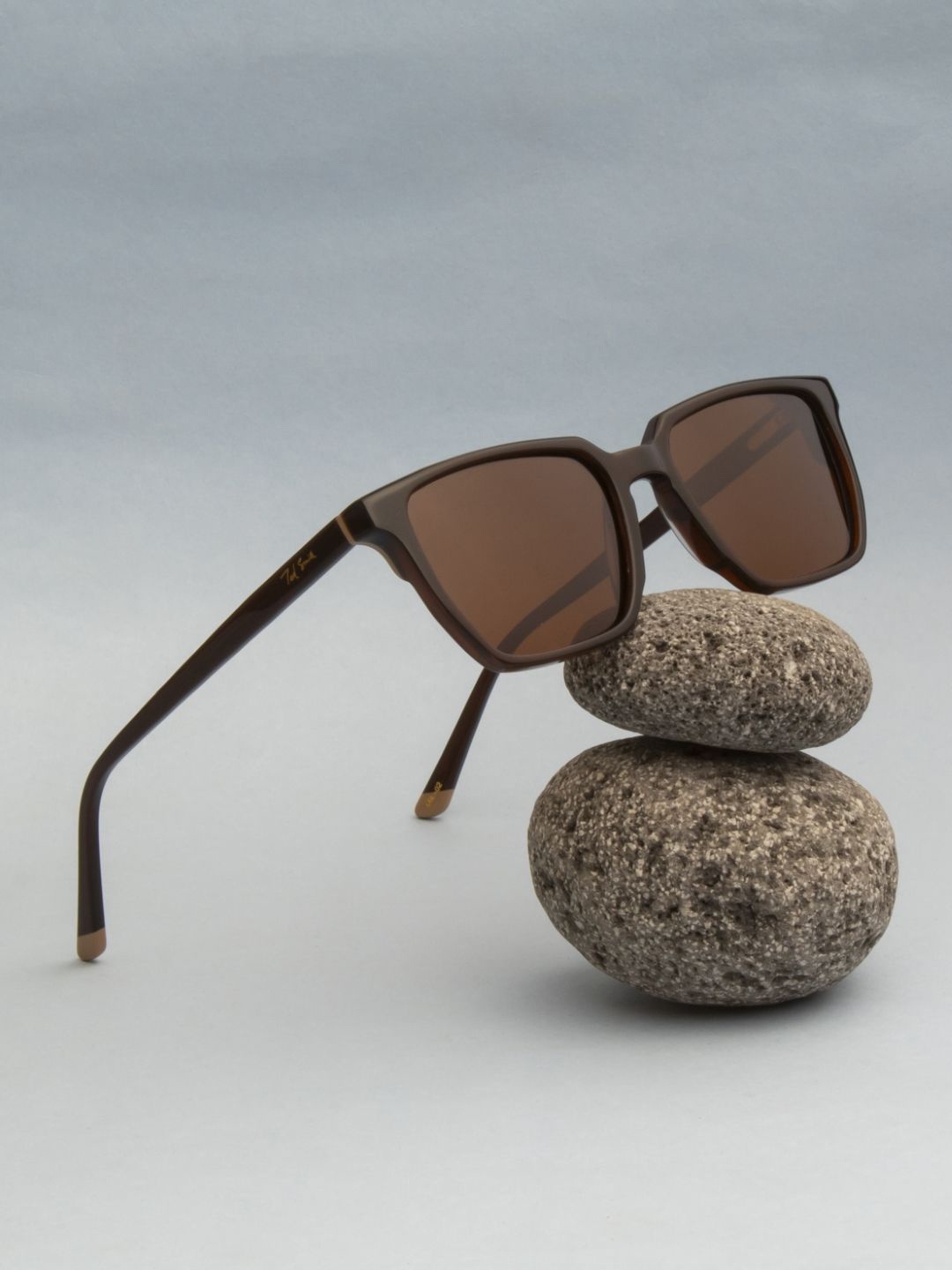 

Ted Smith Unisex Brown Square Luxury Acetate Sunglasses with Polarised Lens