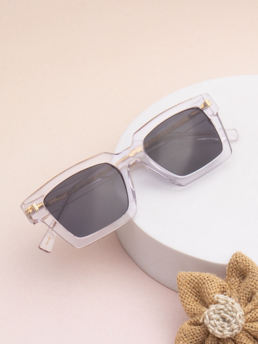 

Ted Smith Unisex Black Square Premium Acetate Sunglasses with Polarised Lens