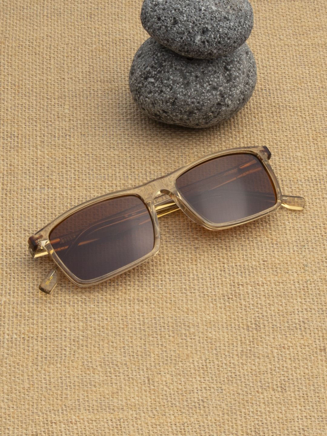 

Ted Smith Unisex Brown Square Premium Acetate Sunglasses with Polarised Lens