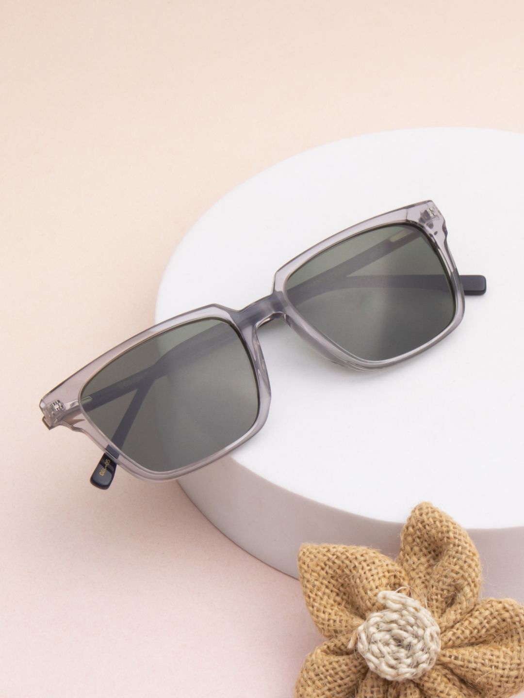 

Ted Smith Unisex Green Square Iconic Acetate Sunglasses with Polarised Lens