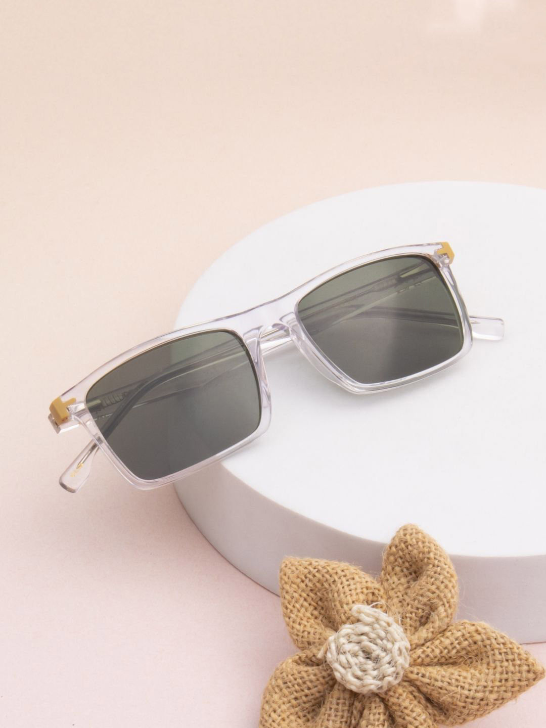 

Ted Smith Unisex Green Square Iconic Acetate Sunglasses with Polarised Lens