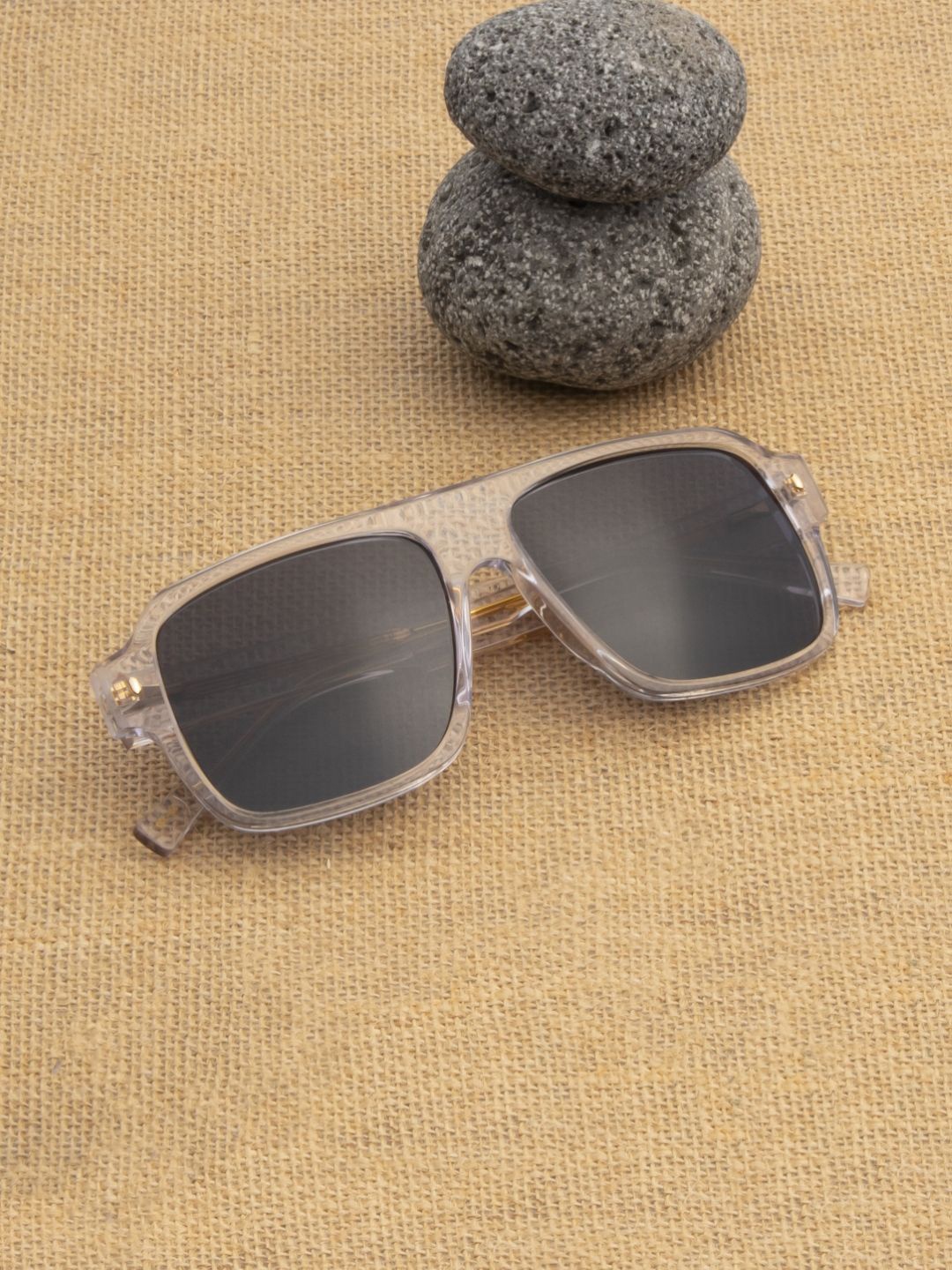 

Ted Smith Unisex Black Square Iconic Acetate Sunglasses with Polarised Lens