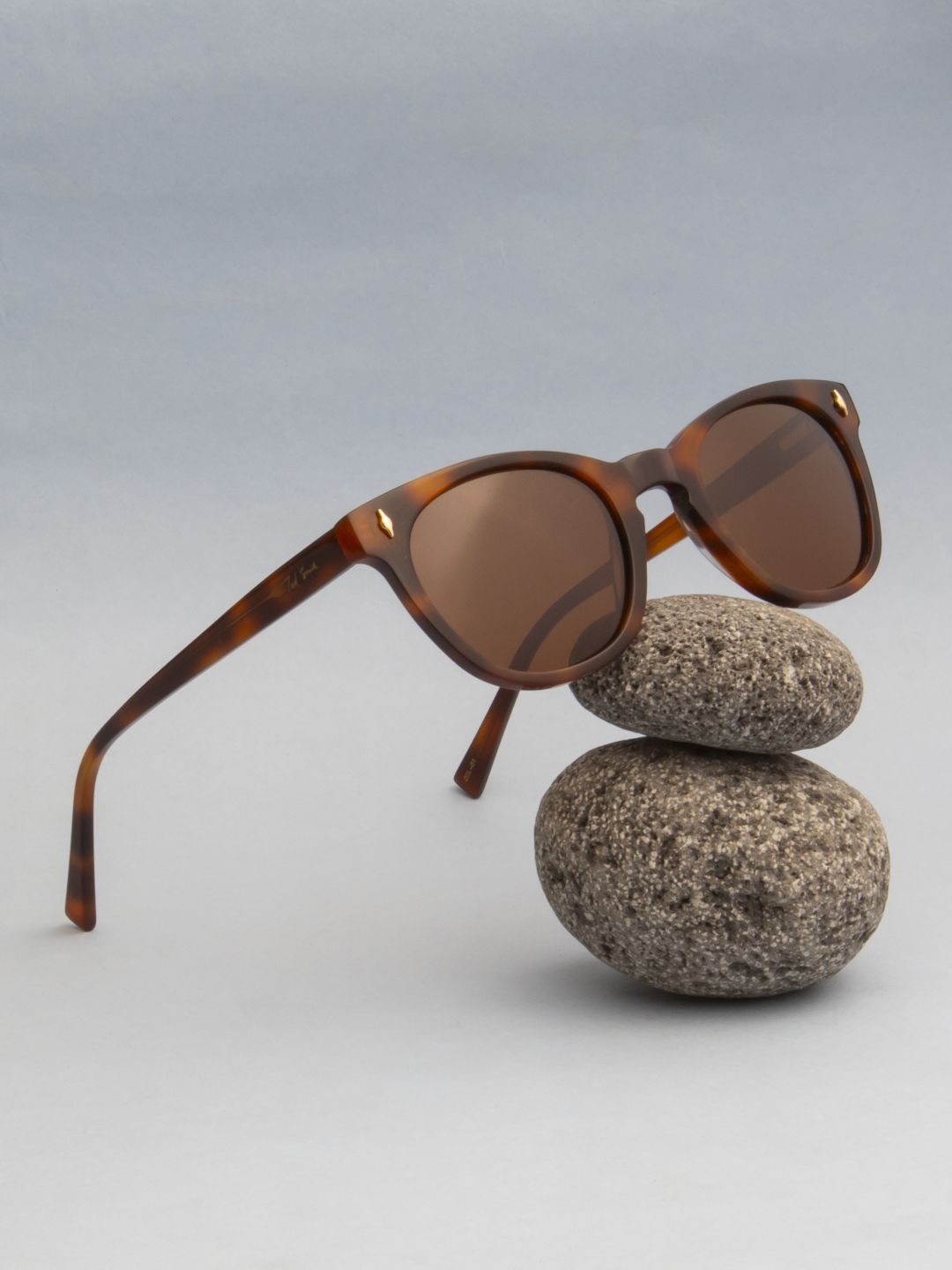 

Ted Smith Unisex Brown Wayfarer Iconic Acetate Sunglasses with Polarised Lens