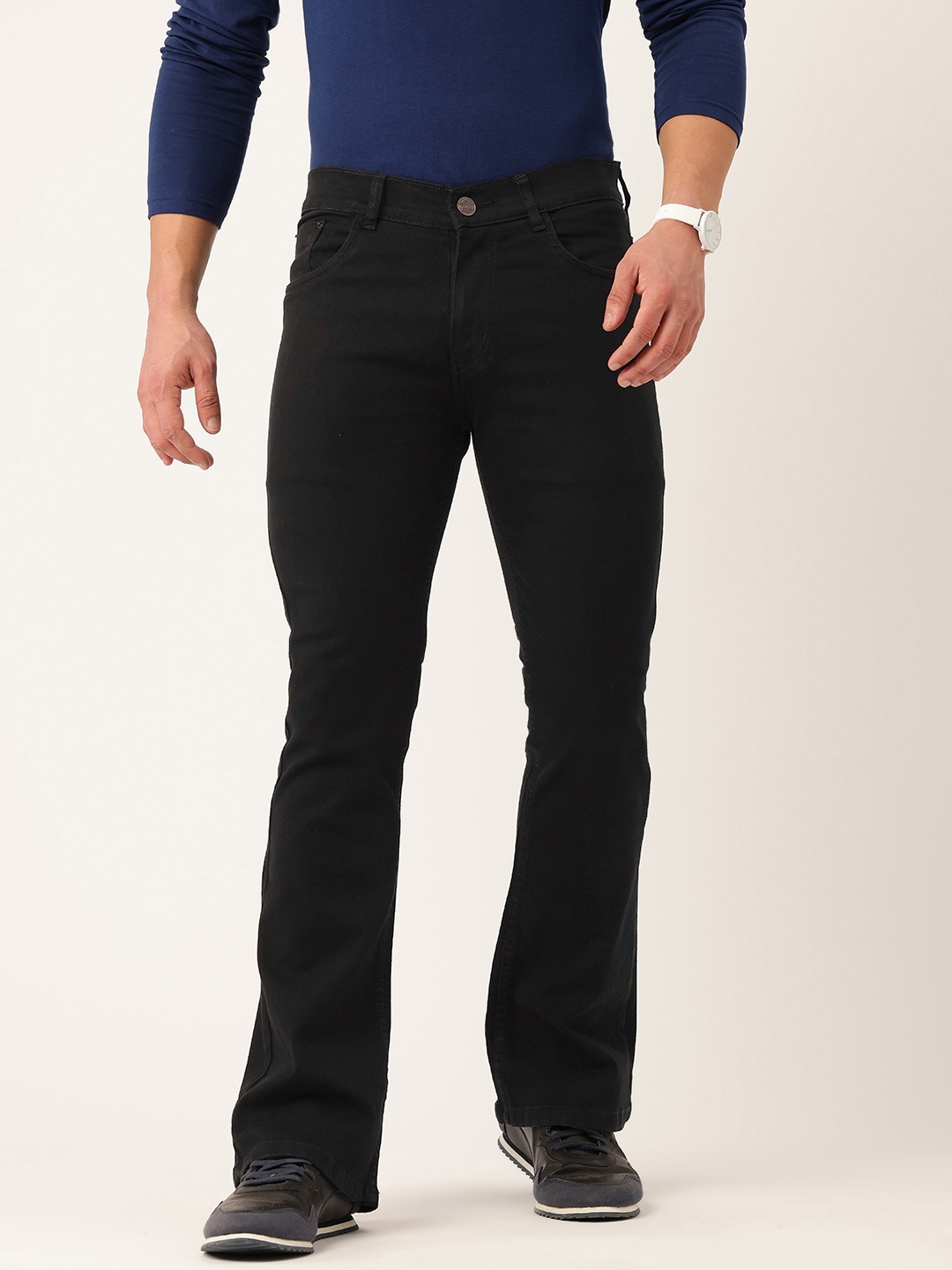 

PARIS HAMILTON Men Bootcut Stretchable Jeans, Black