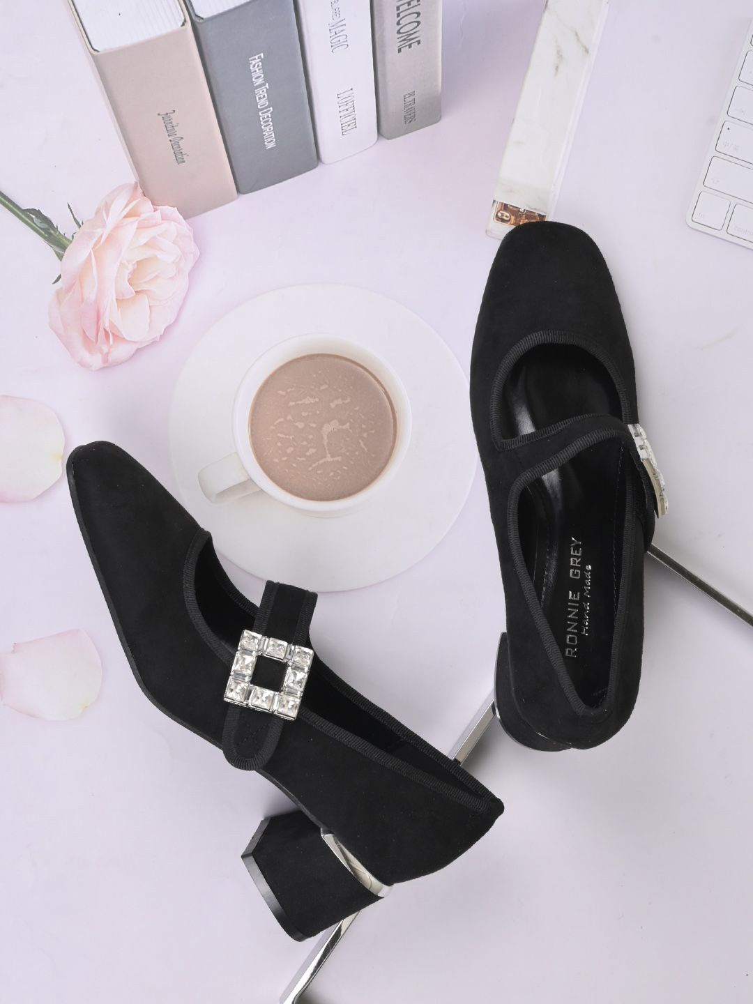 

Ronnie Grey Women Square Toe Block Heel Pumps, Black