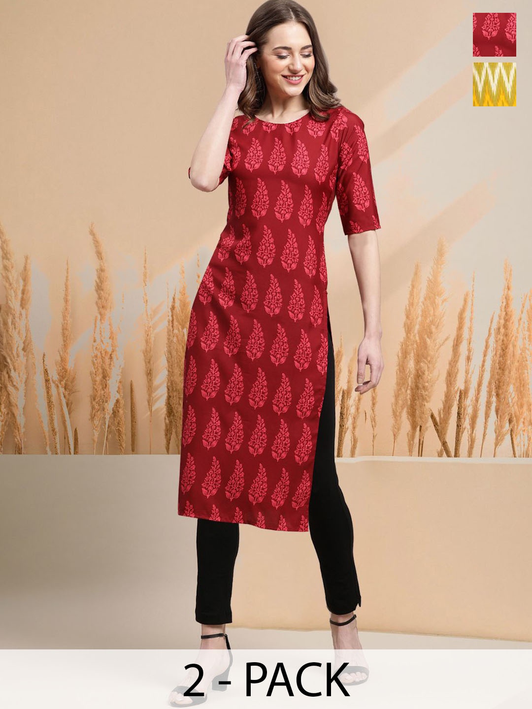 

7Threads Women Ethnic Motifs Printed Sequinned Floral Crepe Kurta, Multi