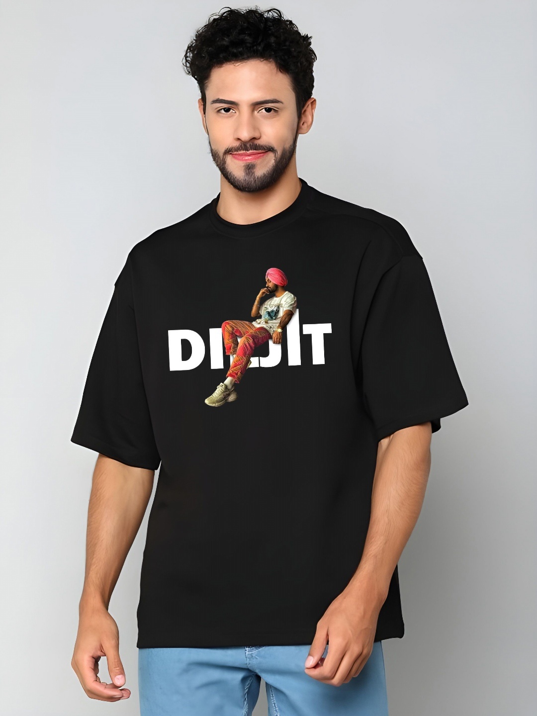 

KAIDO Men Drop-Shoulder Sleeves T-shirt, Black