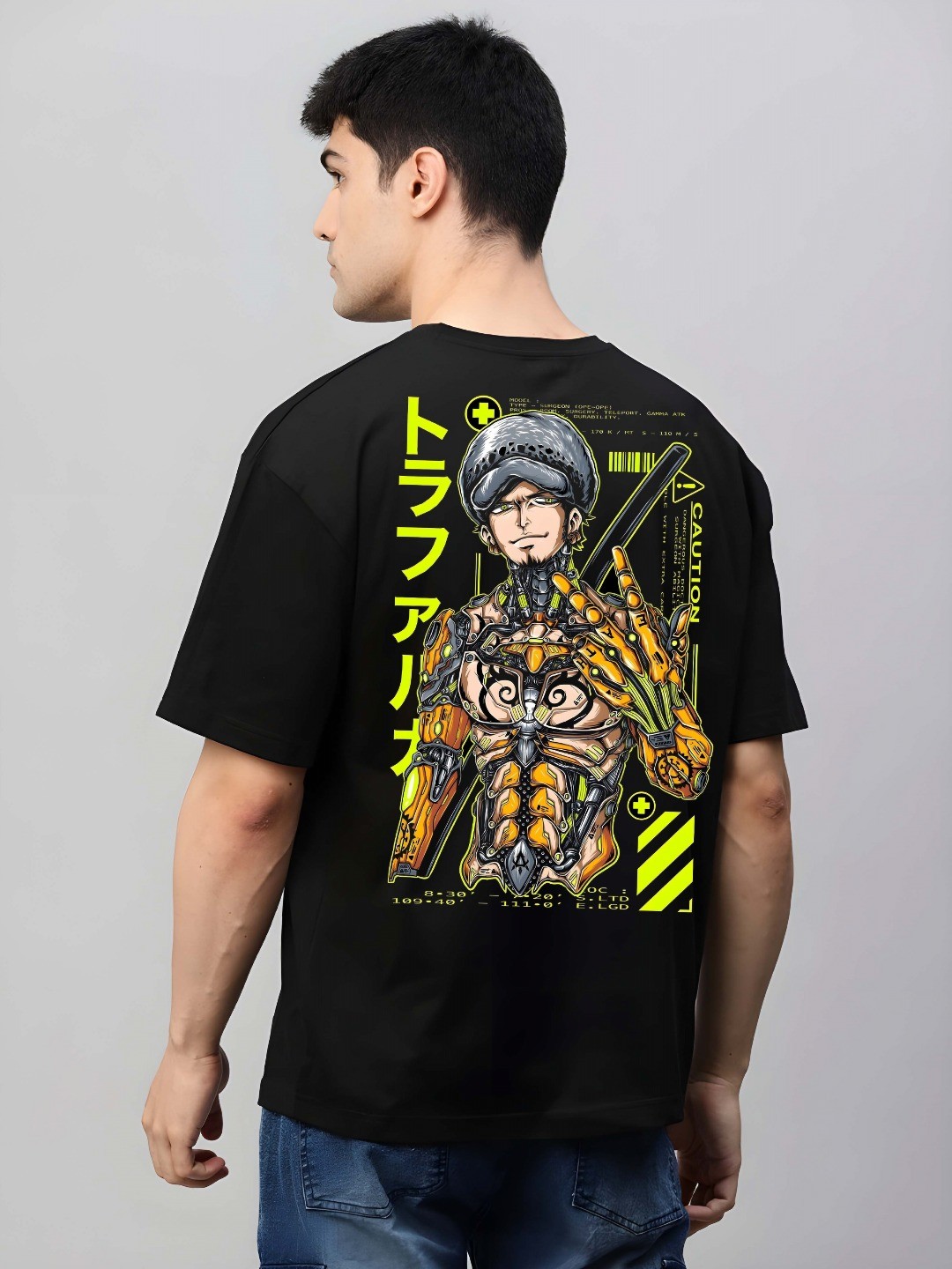 

KAIDO Men Graphic Printed Round Neck Cotton Oversized T-shirt, Black