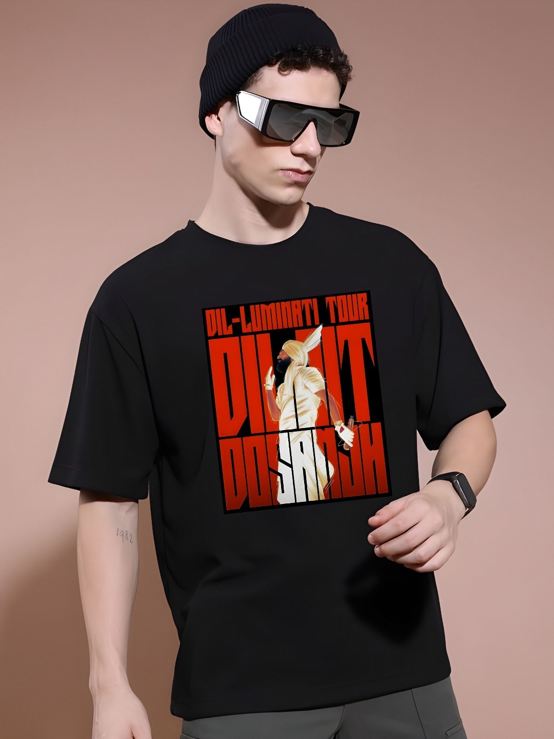 

KAIDO Men Drop-Shoulder Sleeves T-shirt, Black