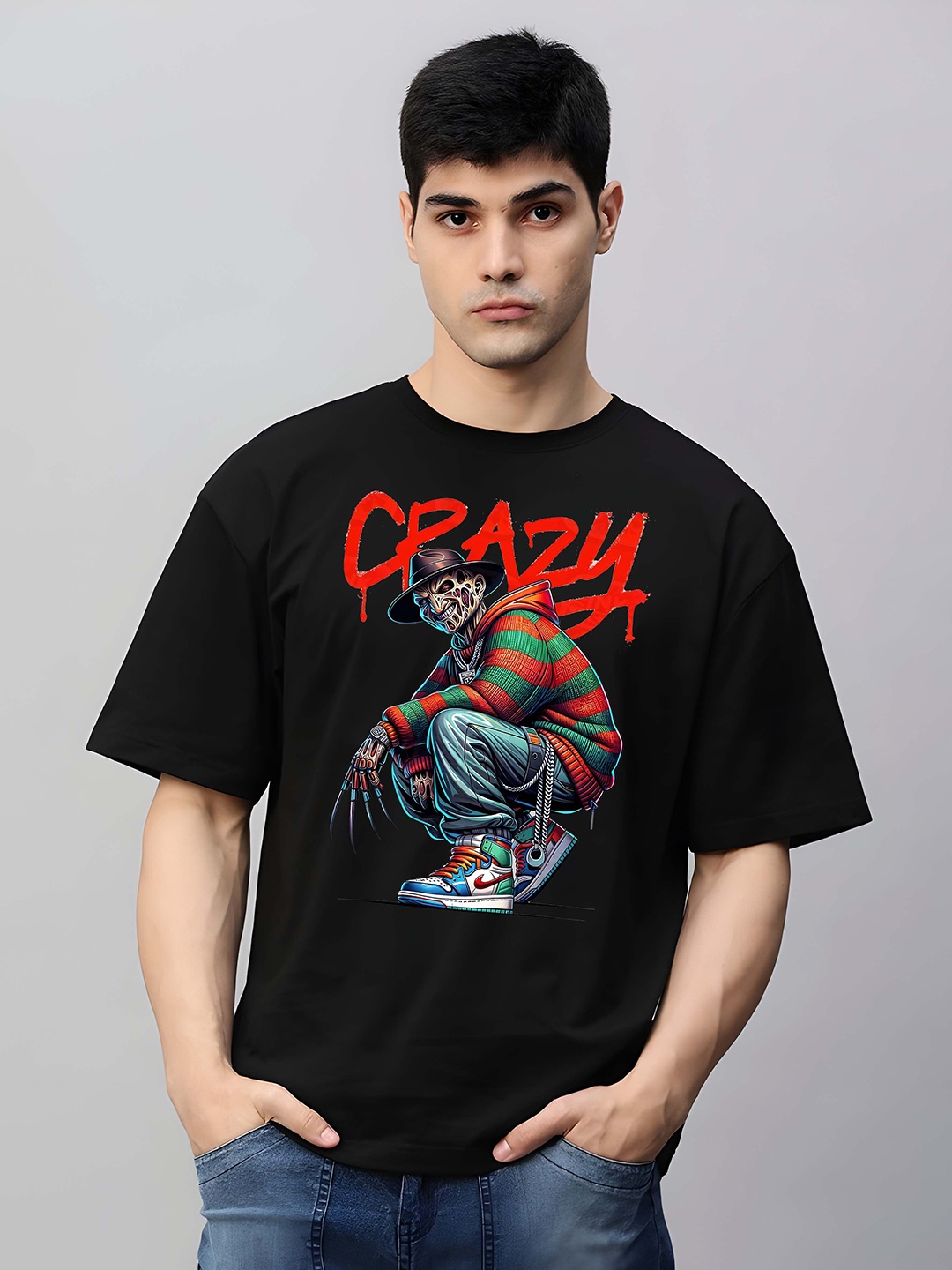 

KAIDO Men Drop-Shoulder Sleeves T-shirt, Black