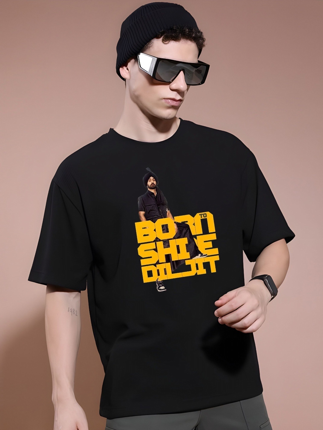 

KAIDO Men Drop-Shoulder Sleeves T-shirt, Black