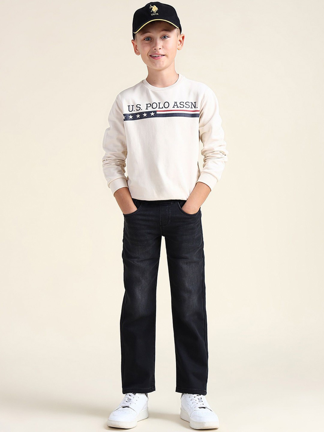 

U.S. Polo Assn. Kids Boys Classic Slim Fit Mid-Rise Stretchable Jeans, Black