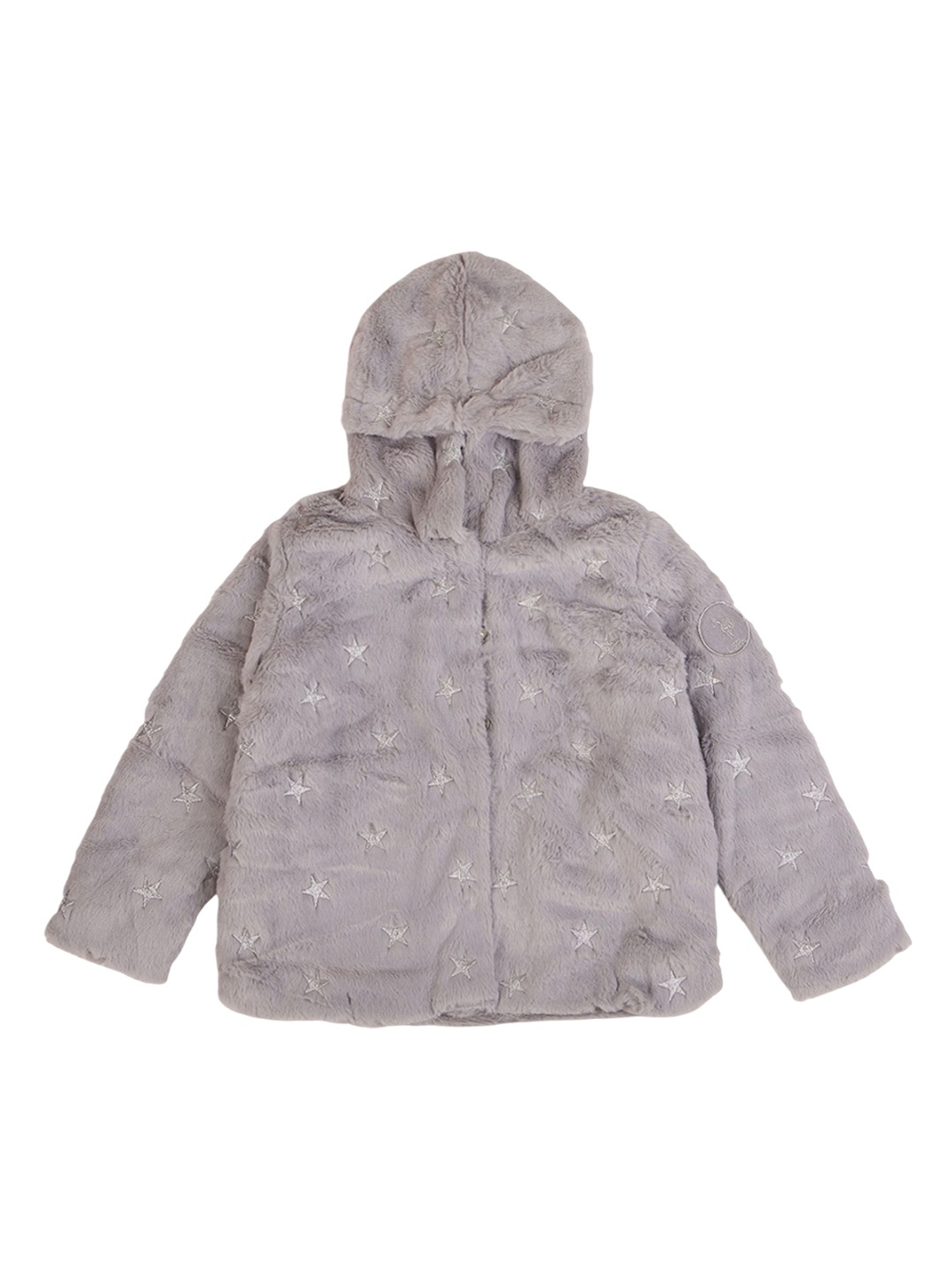 

U.S. Polo Assn. Kids Girls Hooded Self Design Casual Parka Jacket, Grey