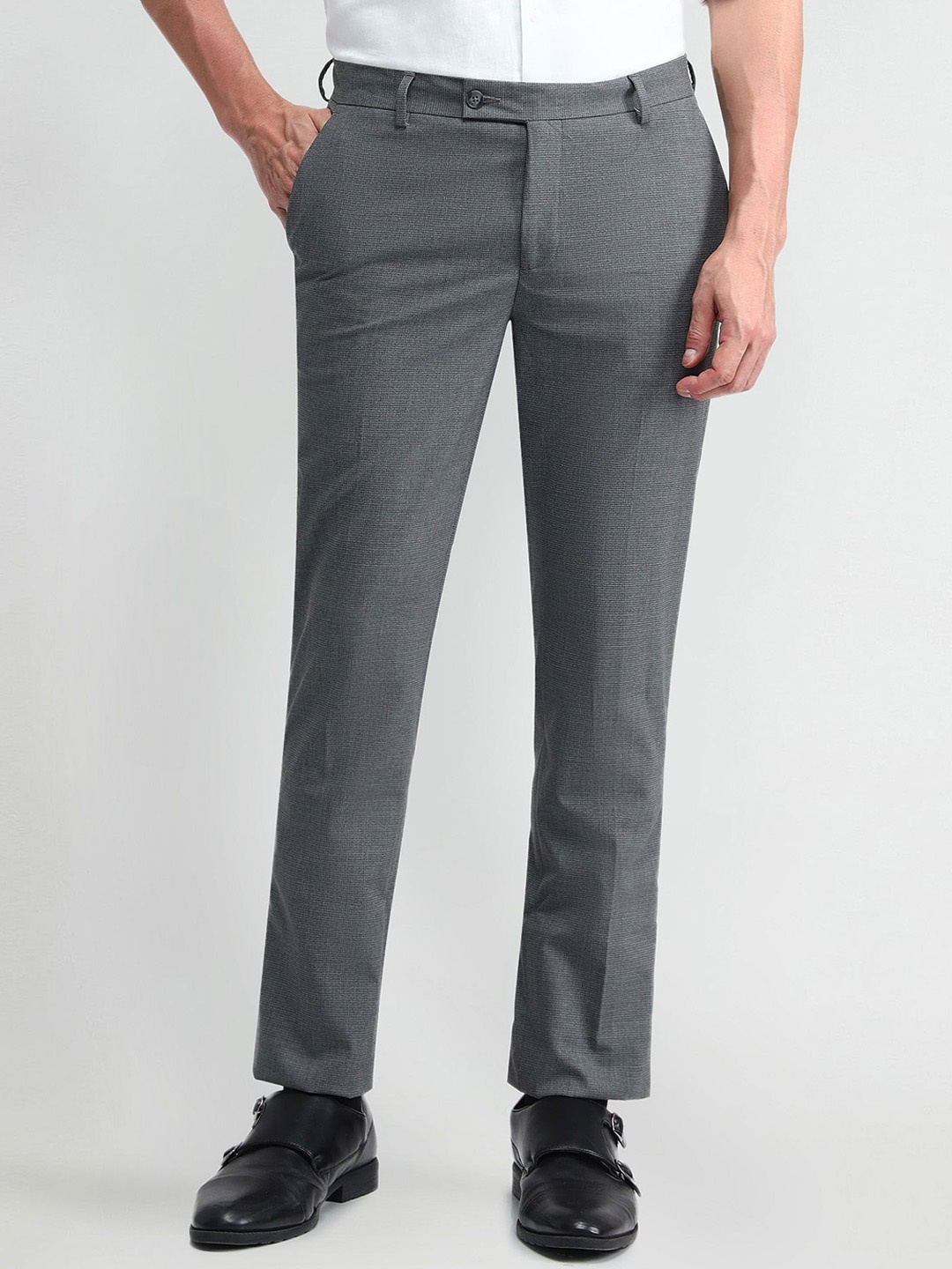 

Arrow Men Classic Regular Fit Mid-Rise Formal Trouser, Grey