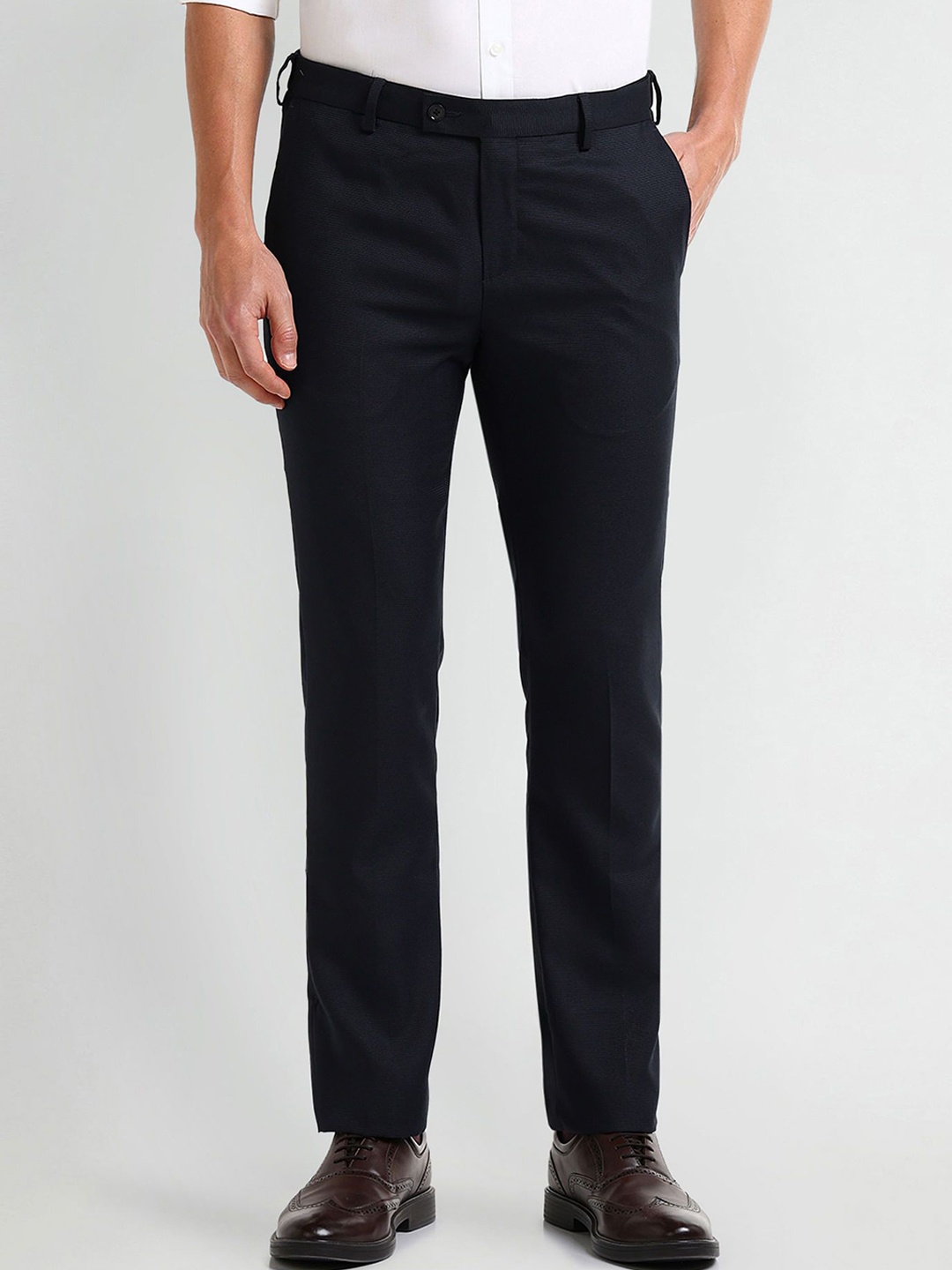 

Arrow Men Classic Slim Fit Mid-Rise Trousers, Blue