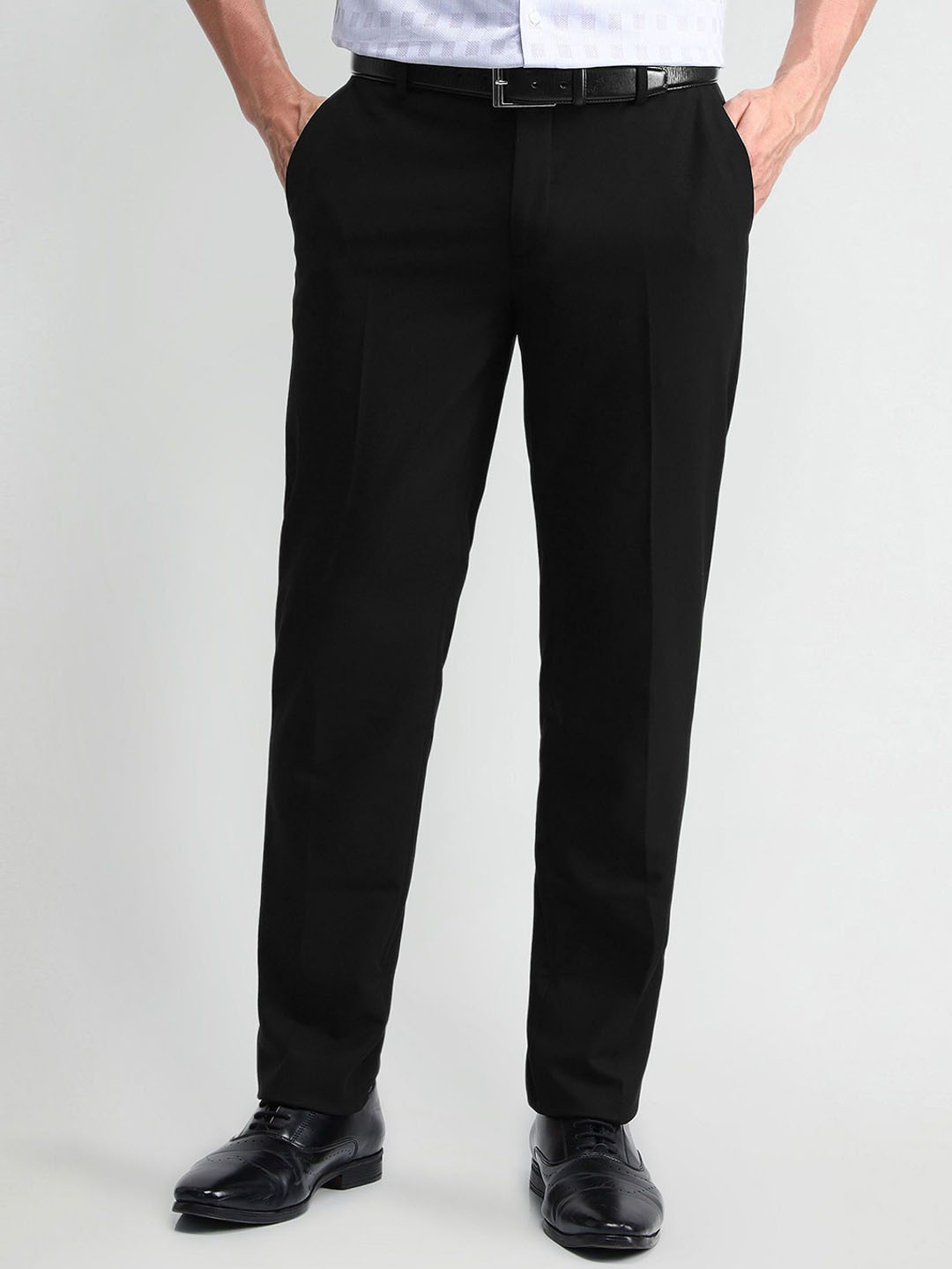 

Arrow Men Classic Regular Fit Formal Trousers, Black