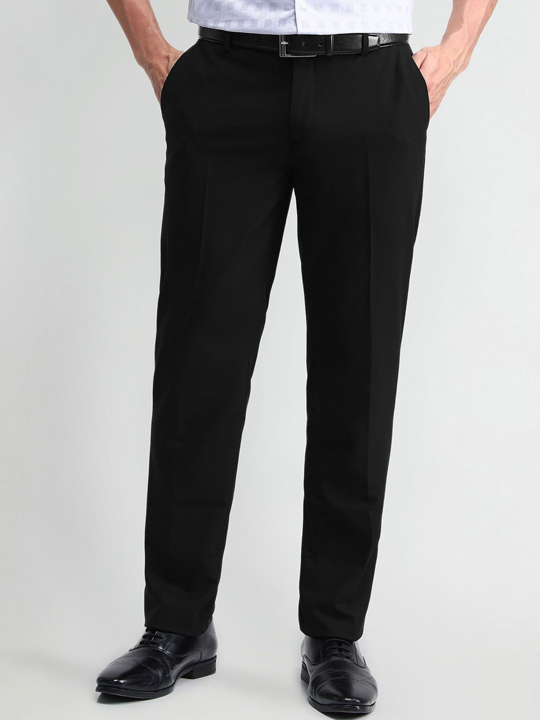 

Arrow Men Mid-Rise Classic Trousers, Black