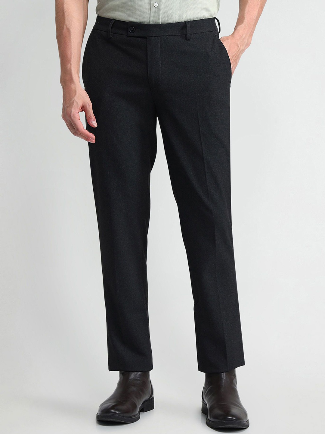 

Arrow Men Classic Mid-Rise Regular Fit Trousers, Grey