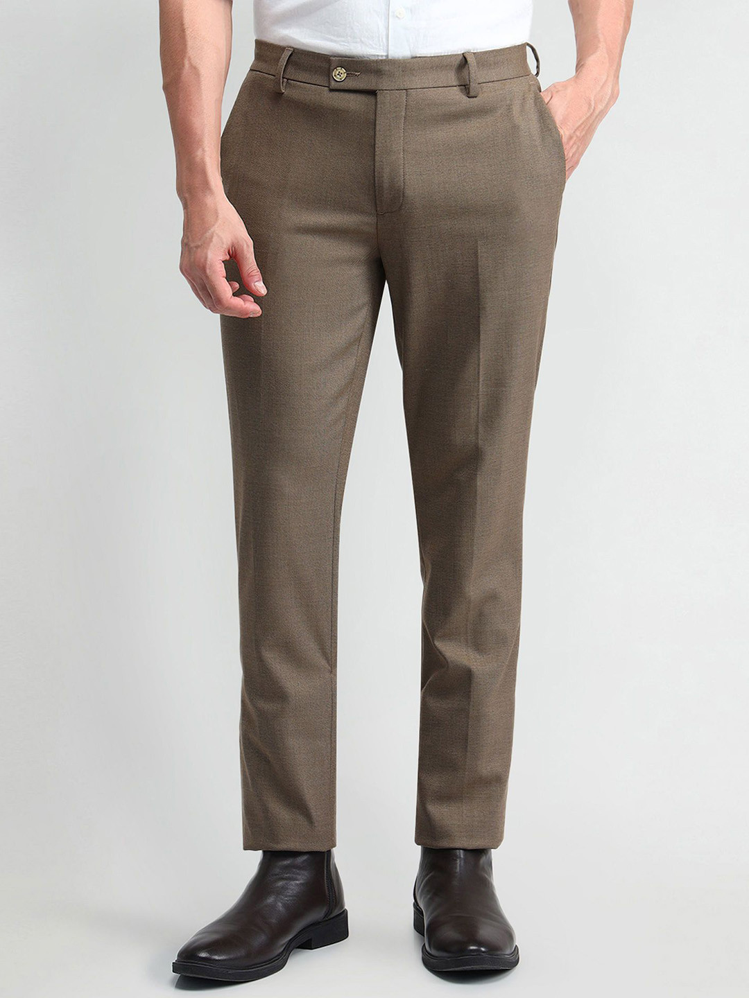 

Arrow Men Mid-Rise Trousers, Brown
