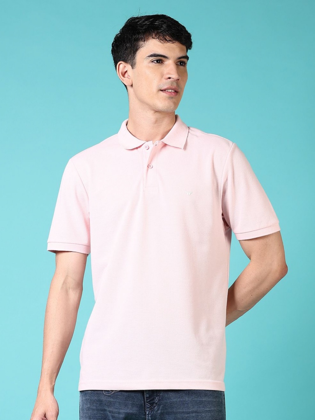 

V-Mart Men Solid Polo Collar Cotton T-shirt, Pink