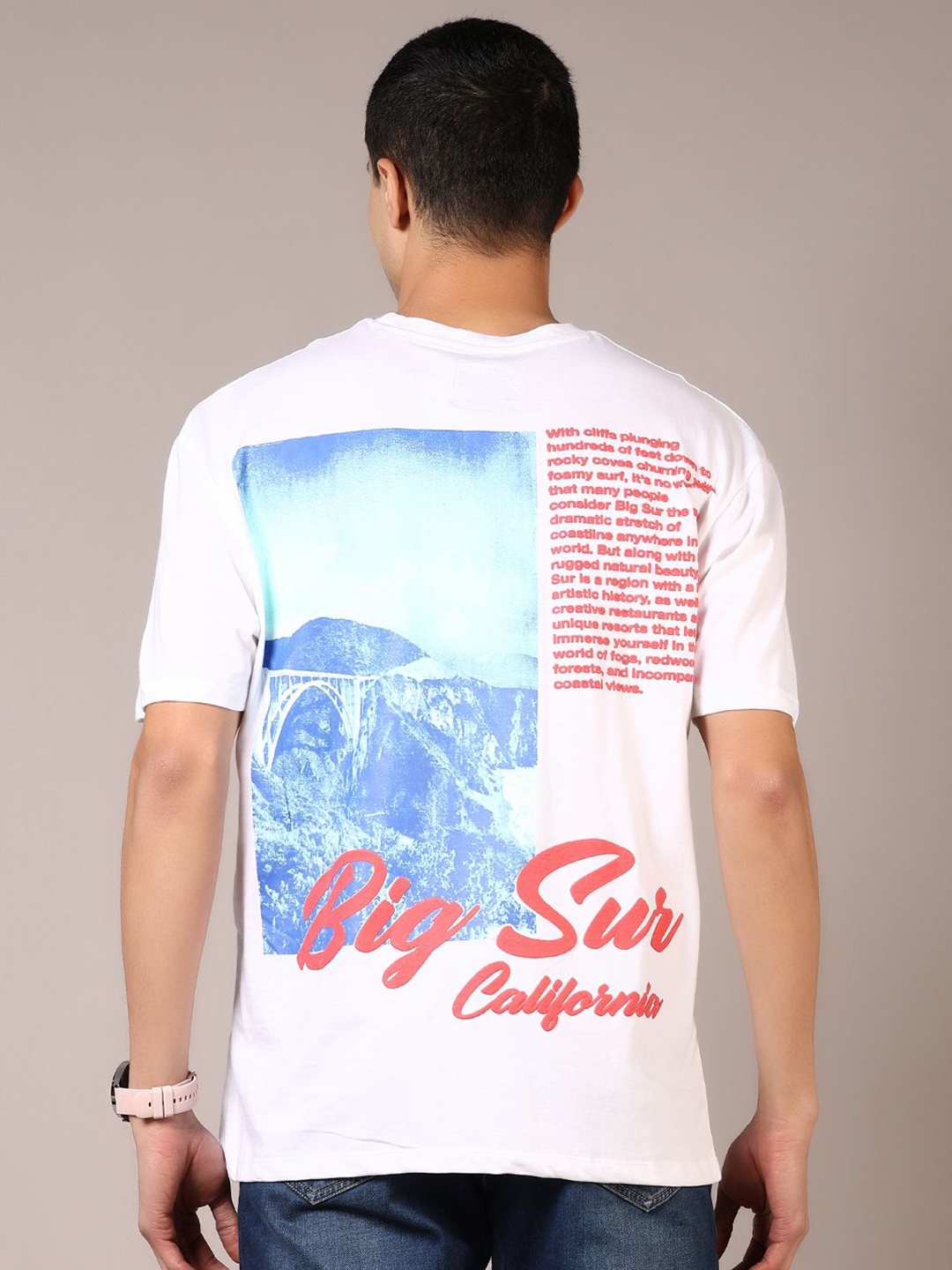 

V-Mart Men Graphic Printed Round Neck Cotton T-shirt, White