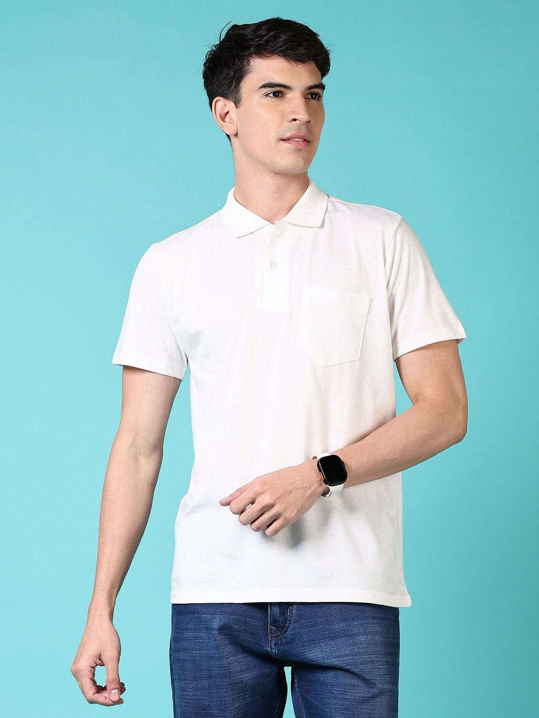 

V-Mart Men Solid Polo Collar Cotton T-shirt, Off white