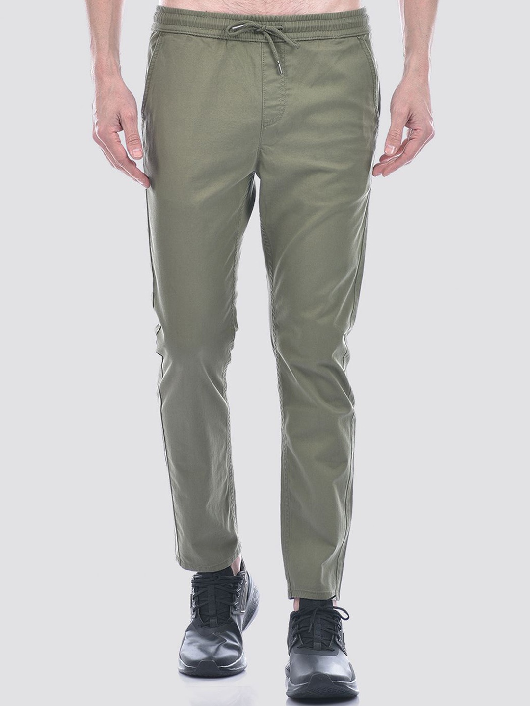 

Jack & Jones Men Regular Fit Mid-Rise Cotton Trousers, Green