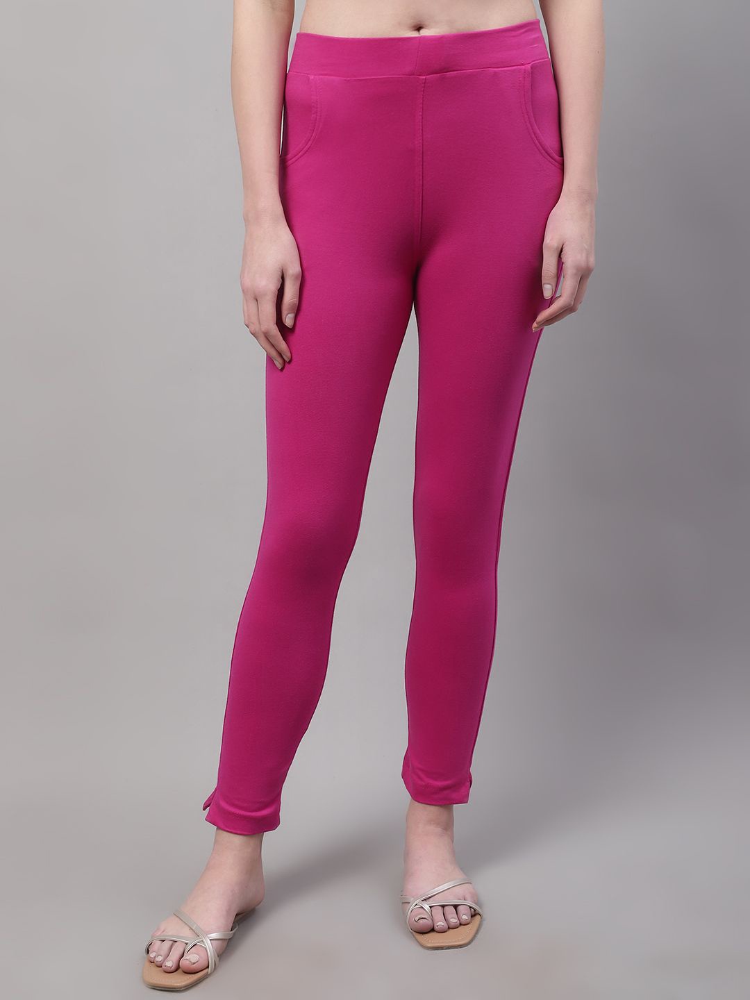

Valles365 by S.C. Ankle Length Plus Cotton Legging with Pockets, Pink