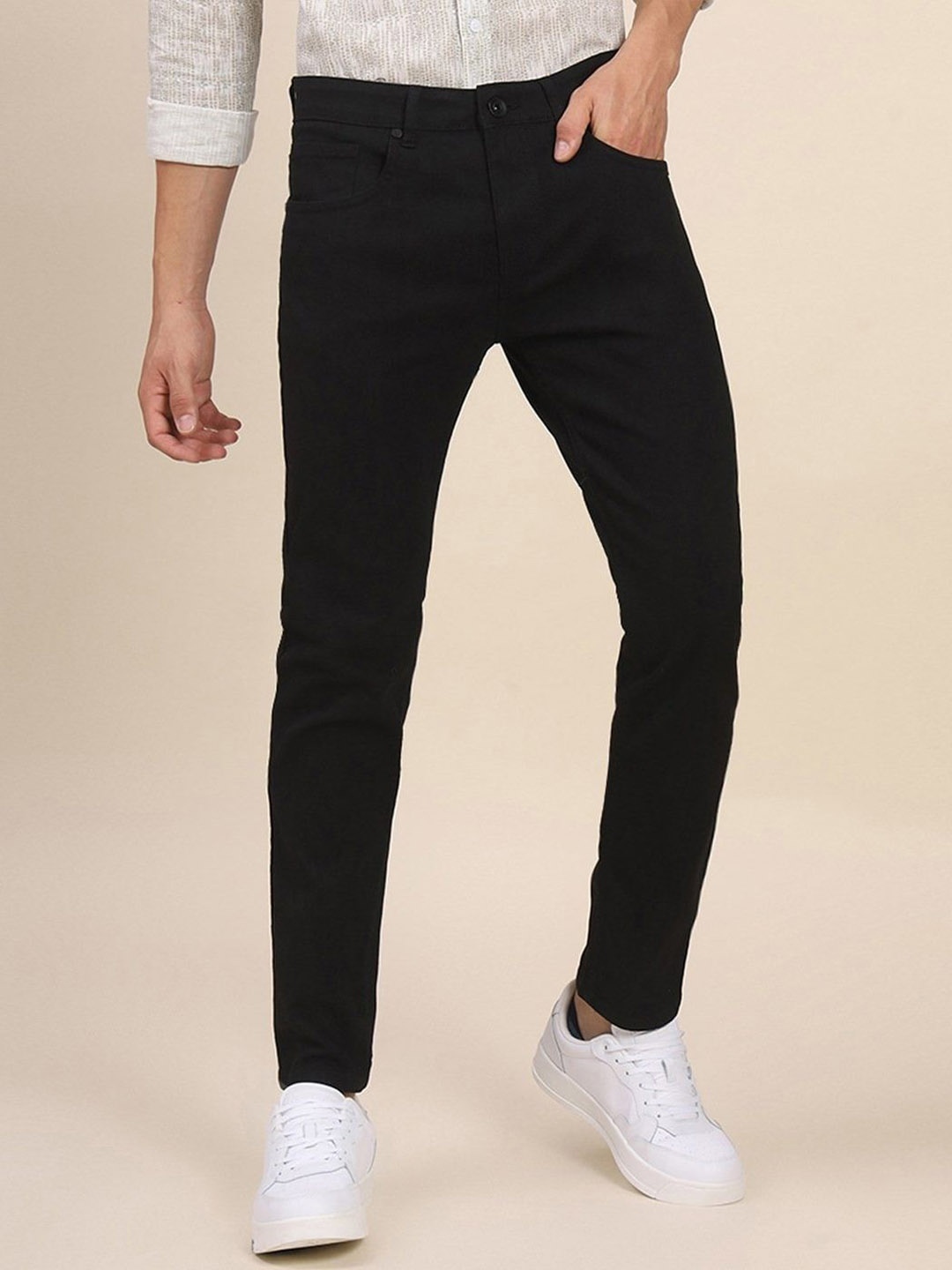 

CLUBROCKS Men Cotton Regular Fit Mid-Rise Stretchable Jeans, Black