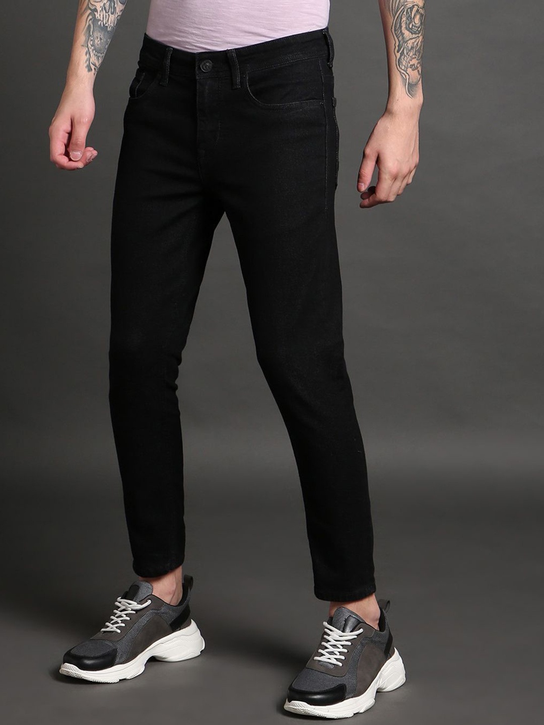 

CLUBROCKS Men Cotton Mid-Rise Stretchable Jeans, Black