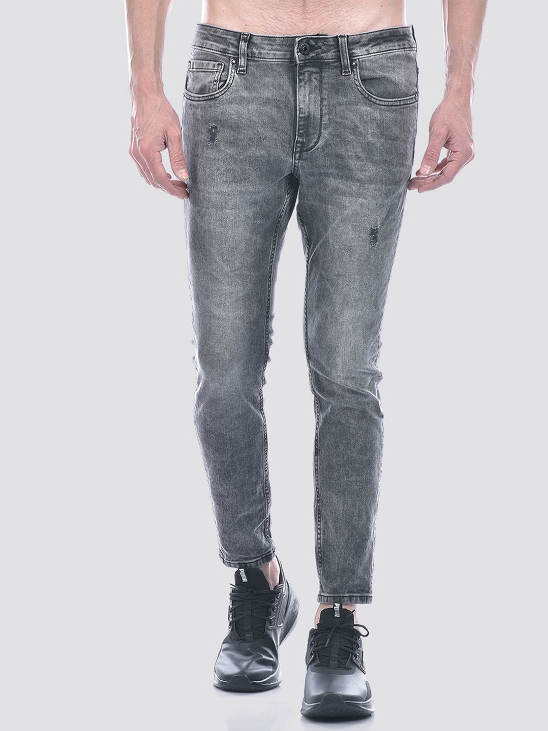 

Jack & Jones Men Slim Fit Mildly Distressed Light Fade Stretchable Jeans, Black