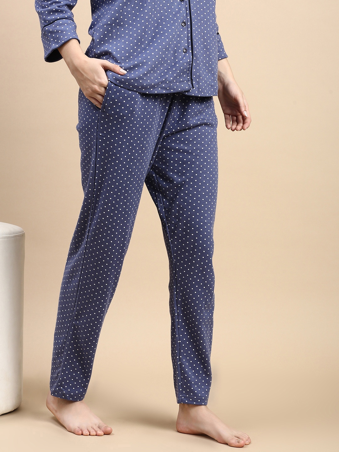 

Kryptic Women Printed Cotton Relaxed Fit Loungepant, Blue
