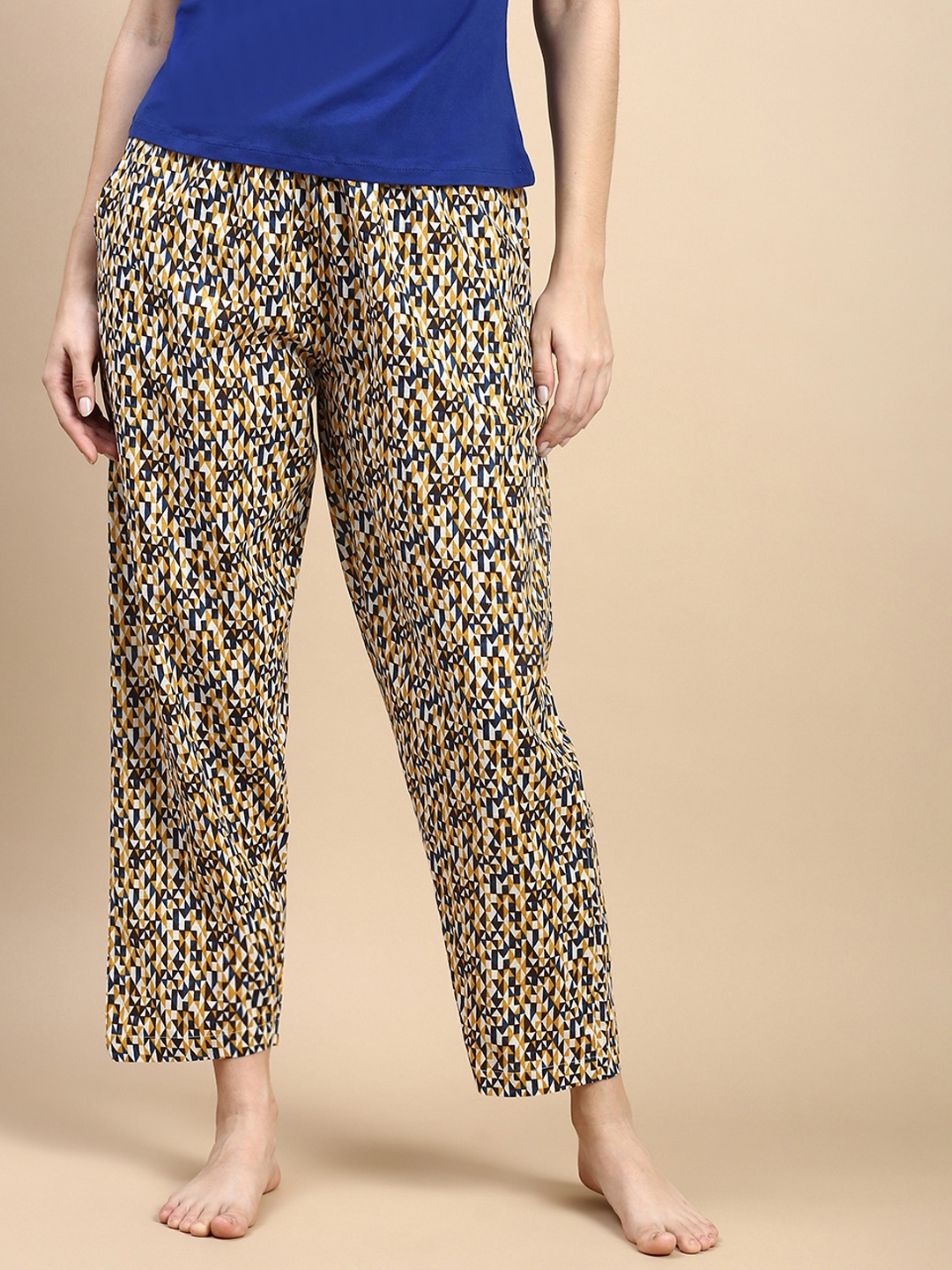 

Kryptic Women Printed Cotton Relaxed Fit Loungepant, Yellow