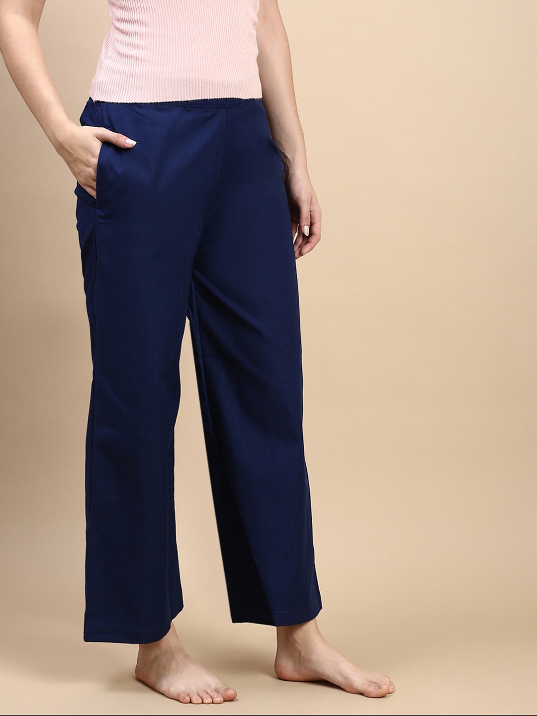 

Kryptic Women Solid Cotton Rich Loungepant, Blue