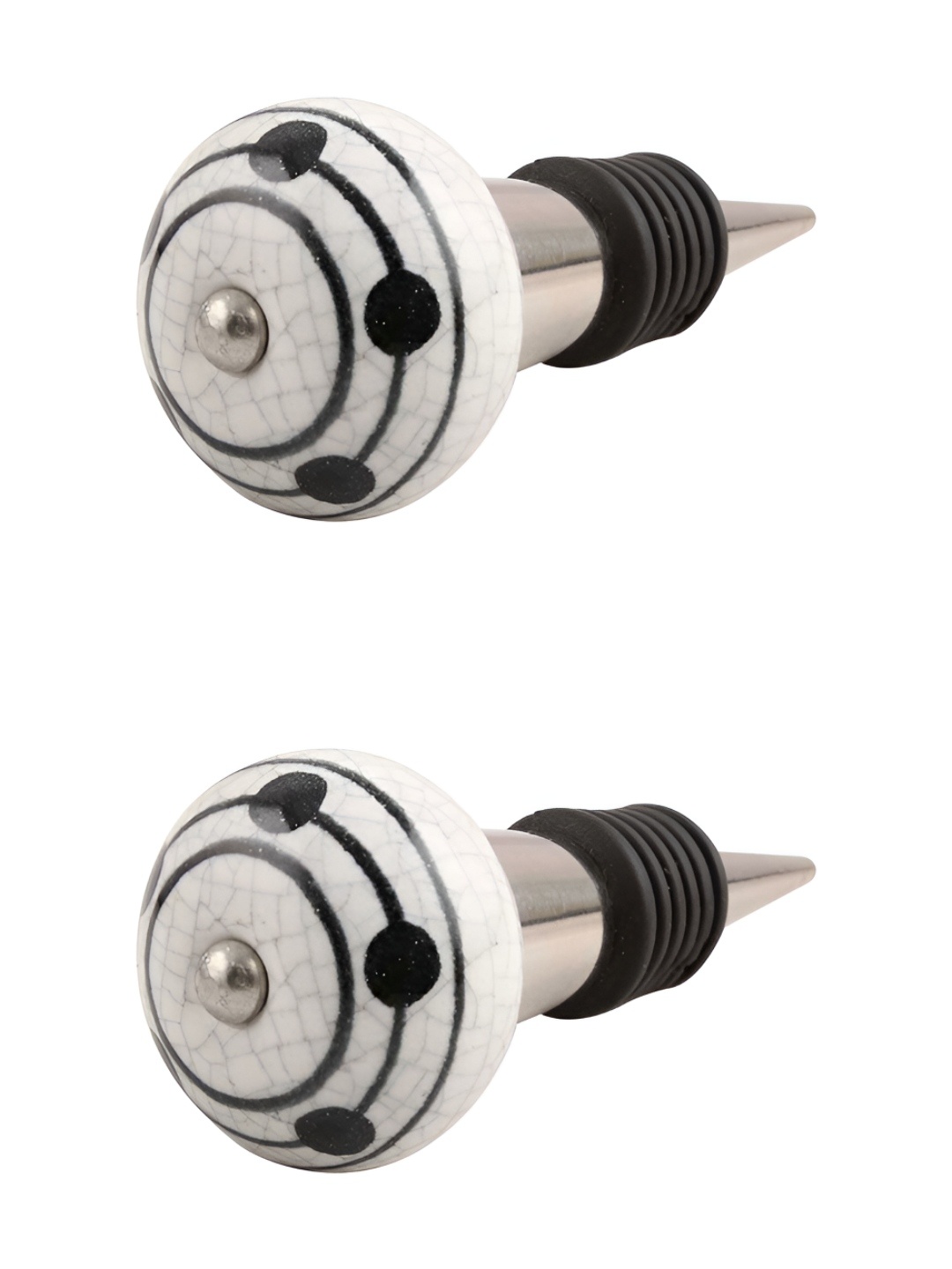 

Indianshelf White & Black 2 Pieces Printed Ceramic Wine Bottle Stoppers