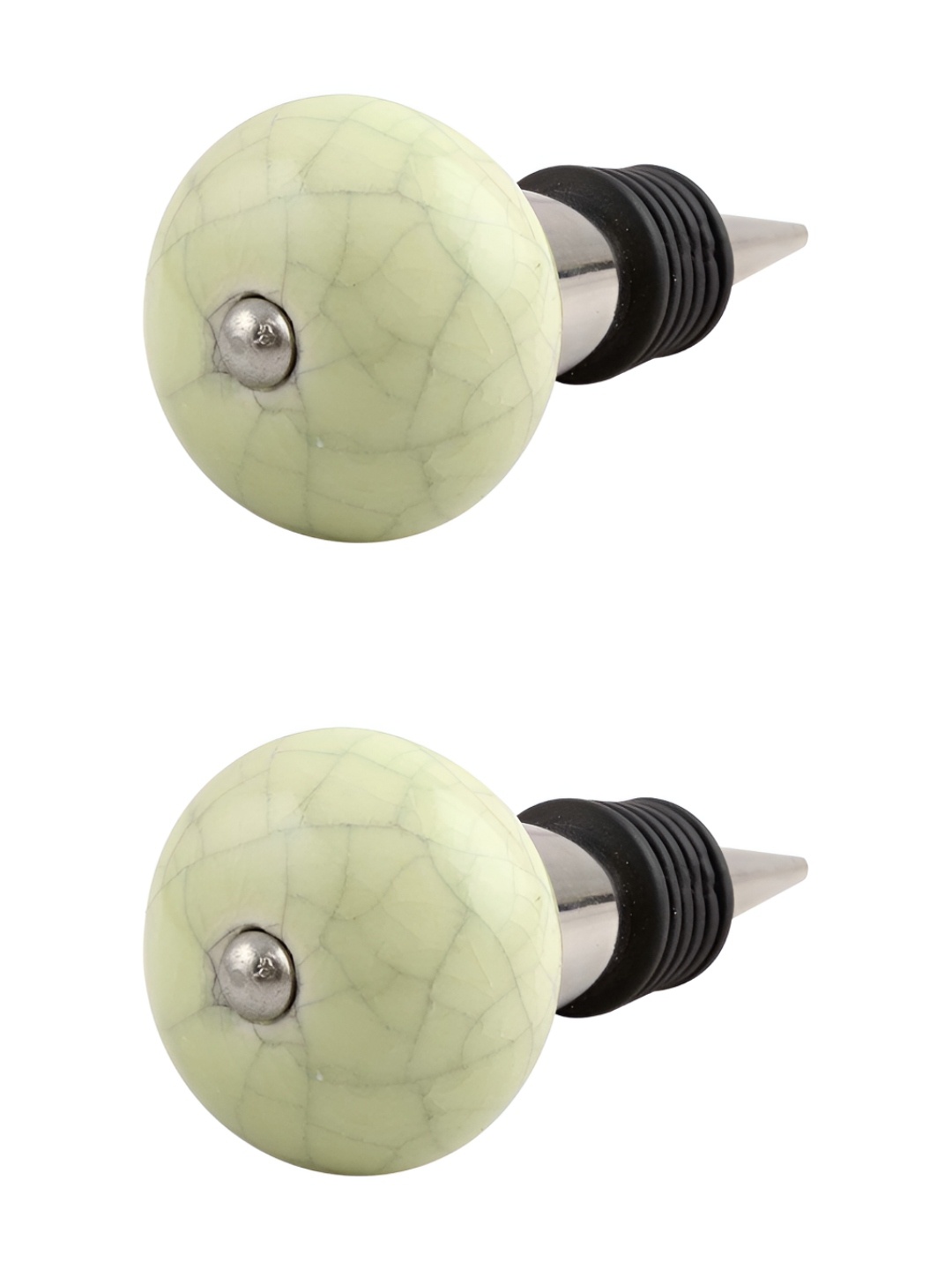 

Indianshelf Green and Grey 2 Pieces Crackle Printed Ceramic Wine Bottle Stoppers