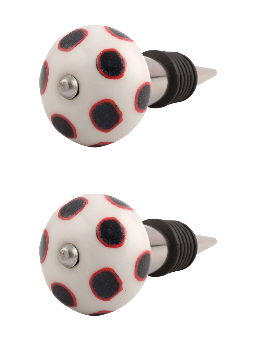 

Indianshelf White & Red 2 Pieces Dot Printed Ceramic Wine Bottle Stoppers